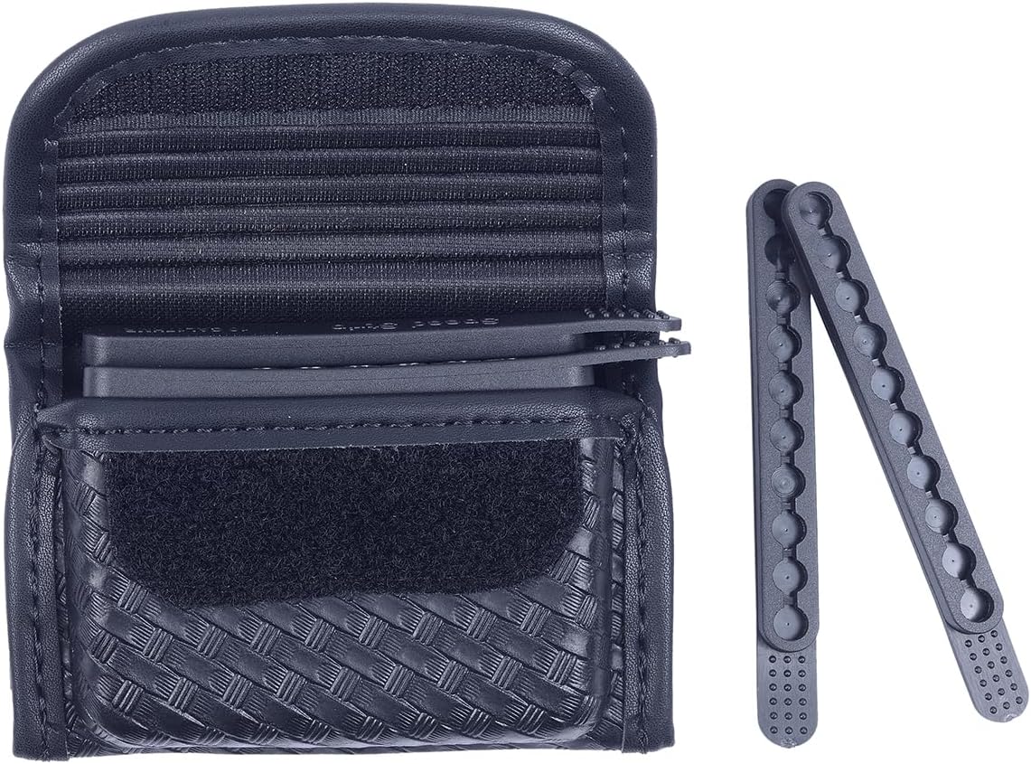 Molded Speed Strips Pouch with Pack of 4 Speed Strips,Molded Quickstrips Holder Pouch Hook and Loop Structure for Quick Flip Opening,Speed Strips Fits .17 HMR, 22 Magnum,10 Rounds Basketweave 10CAL22