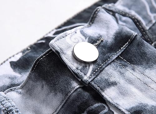 Miniatura 5 de Jeans ajustados elásticos para hombre, pantalones casuales con estampado de moda, cómodos, con cintura flexible