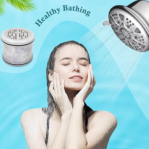 Miniatura 7 de Filtro de ducha fijo de repuesto de 16 etapas compatible con cabezales de ducha filtrados fijos Cobbe, 2 piezas