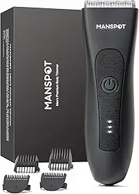 MANSPOT Aparador Elétrico de Pelos na Virilha para Homens e Mulheres, com Lâmina de Cerâmica Hipoalergênica, à Prova D'água, Molhado/Seco na Virilha e Barbeador
