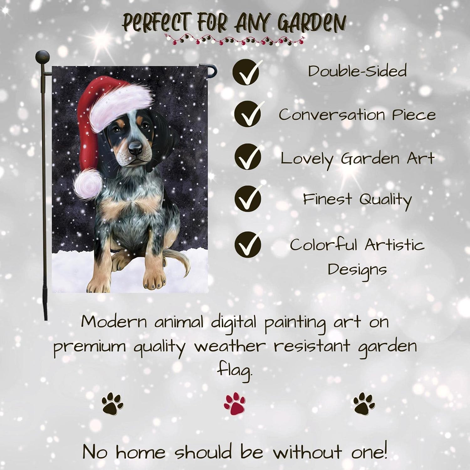 Doggie of the Day Bluetick Coonhound Dog Garden Flags - Christmas Let it Snow - Double Sided - Yard Porch Lawn Spring Decorative Gift - Home Decor 12 1/2"w x 18"h - GFLAG53855