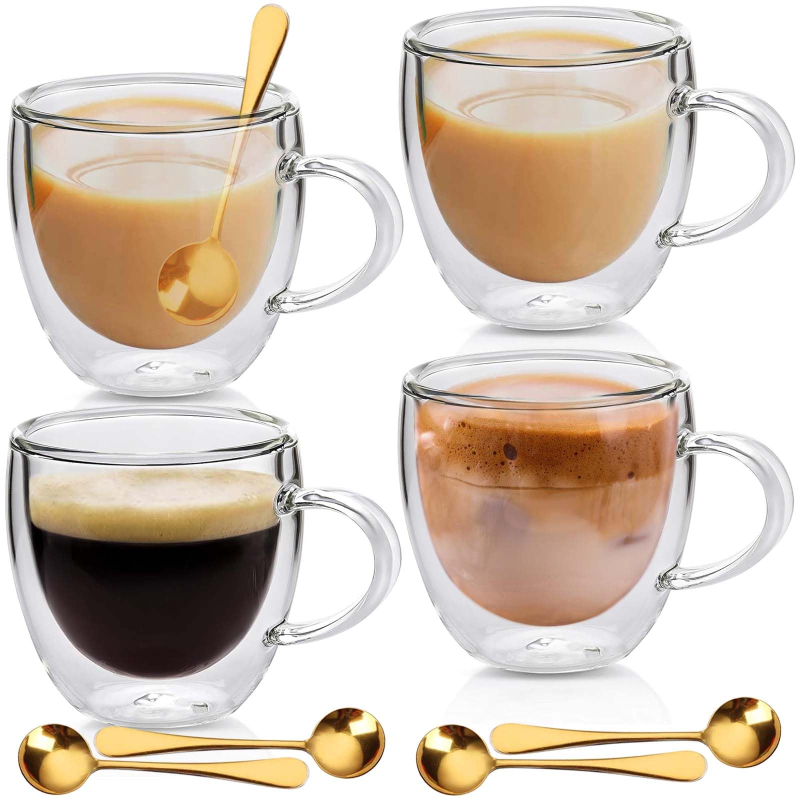 Tasses à cappuccino et expresso double paroi 250ml de qualité supérieure avec cuillères