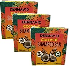 Derma V10 Coconut Shampoo Bar - Natural Solid Shampoo Bar for Nourished Hair - Organic Coconut Soap, Natural Shampoo Bar for Healthy Shine - Eco-Friendly Bar Shampoo Solution - 3 Pack + Cheeroo Magnet
