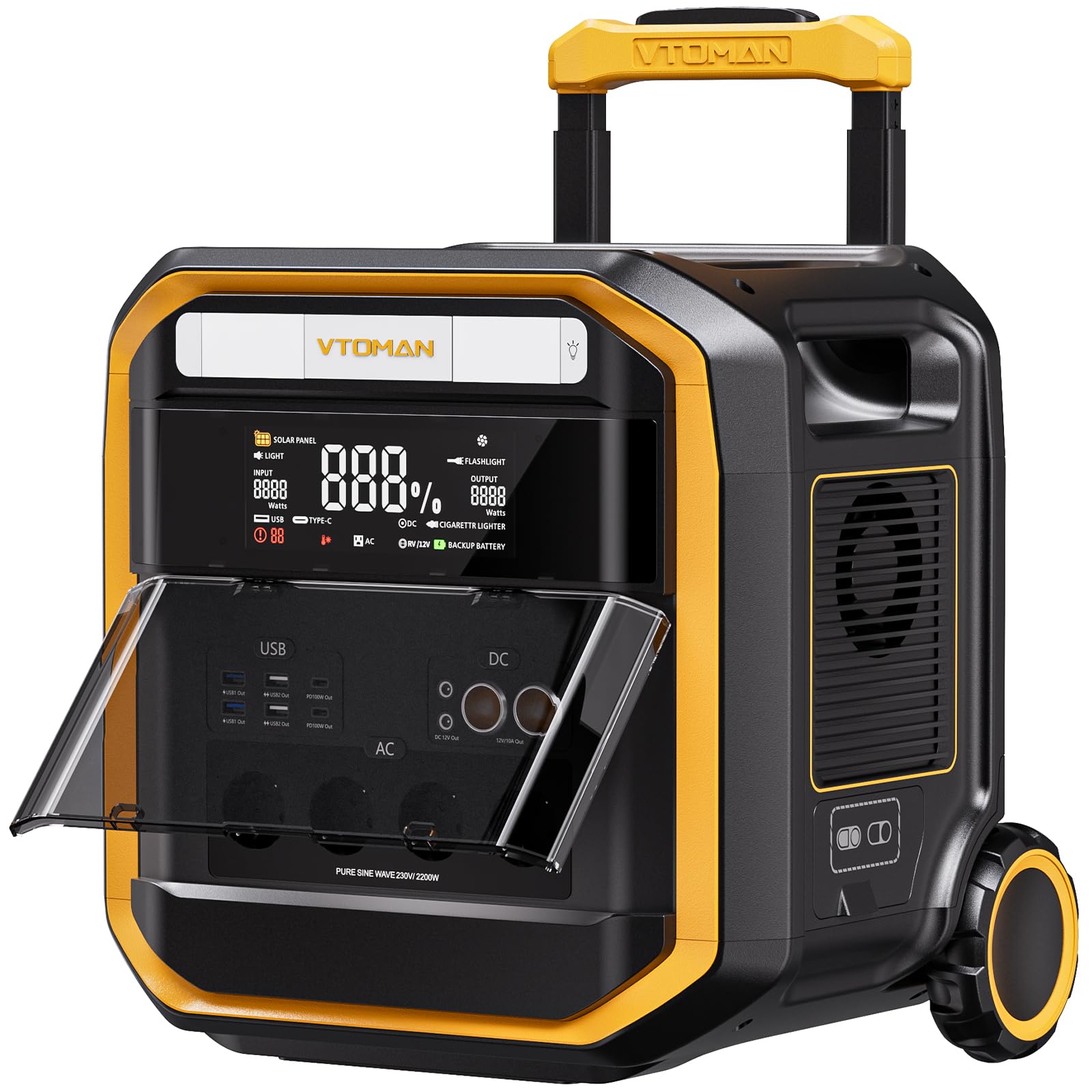 VTOMAN FlashSpeed Pro 3600 Tragbare Powerstation, 3600W AC (Spitze 7200W) | 3096Wh LiFePO4 Solargenerator, Erweiterbare bis 6192Wh, 0-100% Schnellladung in 2 Stunde, für Zuhause, Camping, Wohnmobile
