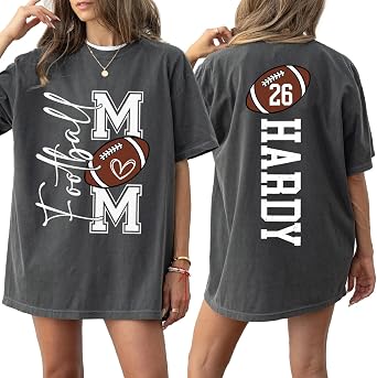 NAZENTI Custom Football Mom Shirt, Personalized Senior Shirts with Name, Cheer T-Shirt, Gift for Sport Day