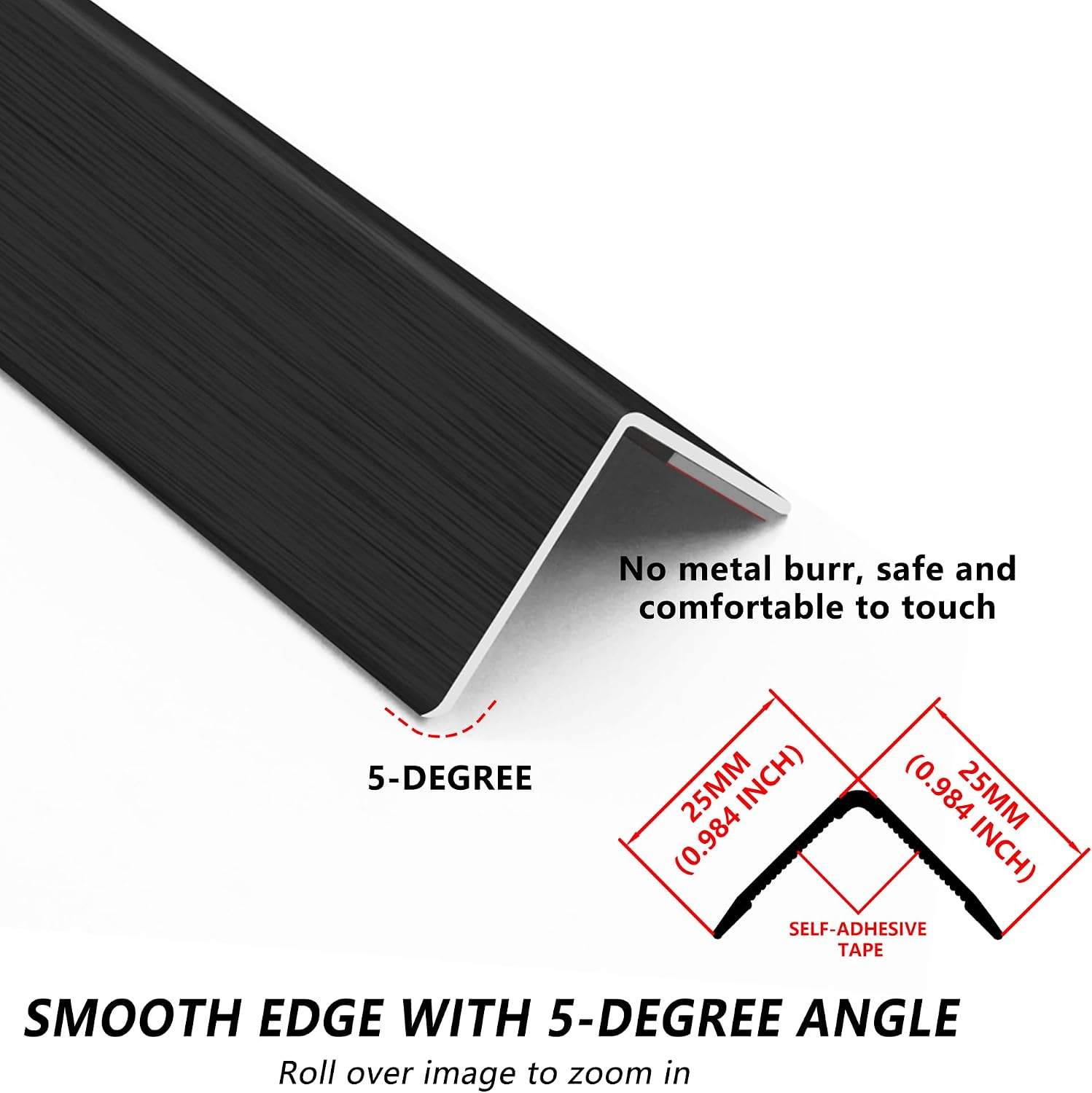 3pcs 57" L*0.98" W Aluminum Self-Adhesive Wall Corner Protectors, Wall Furniture Bumper, Safety Baby Proofing Corner Cushion Table Edge, Wide Coverage and Easy to Install - Black