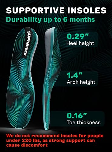 Miniatura 3 de Plantillas resistentes de soporte de arco para fascitis plantar de más de 220 libras para hombres y mujeres, inserciones ortopédicas de arco alto