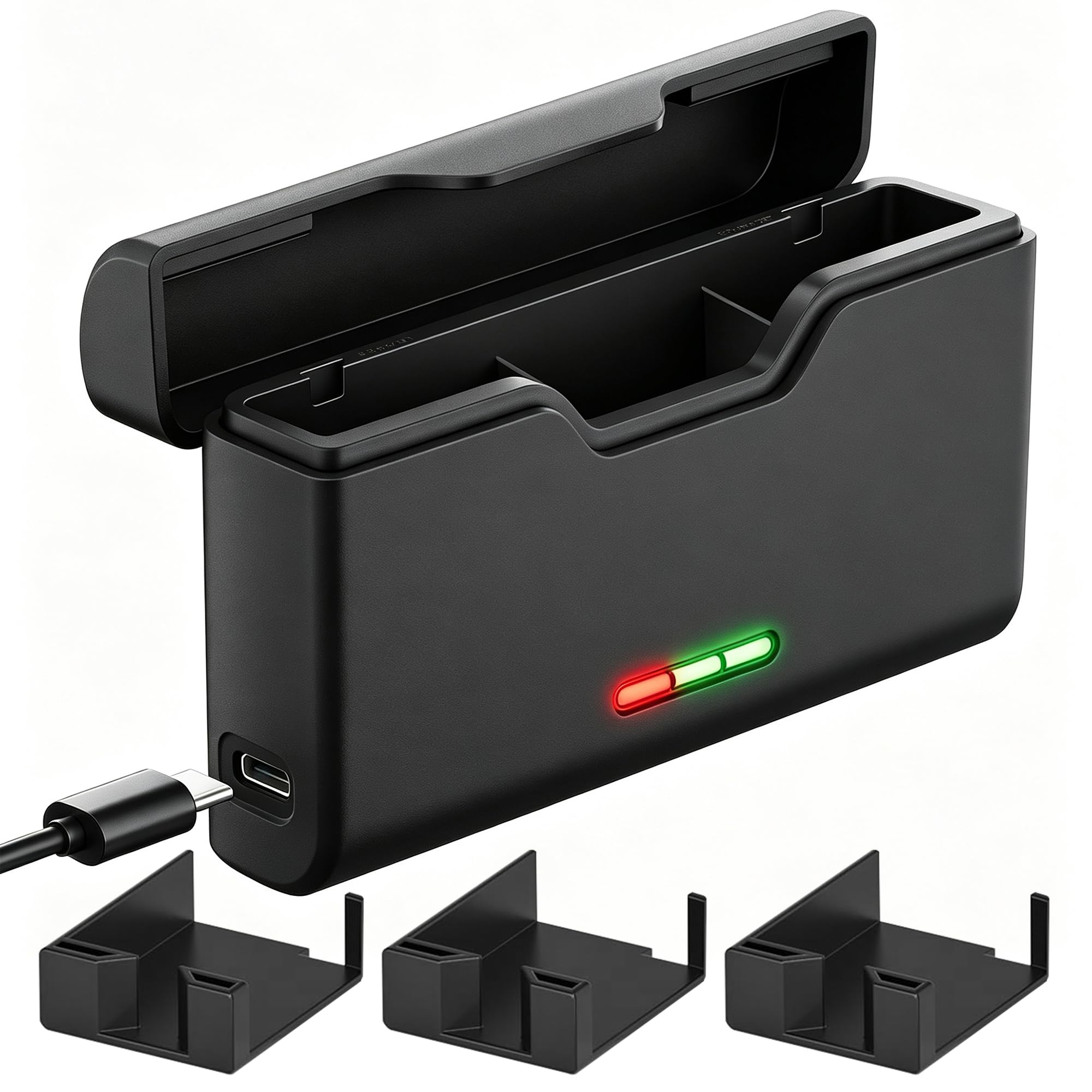 Kit de cargador de batería para GoPro Hero 12 11 10 9 negro, triple ranura tipo C, funda de carga para cámaras Go Pro Hero 12 Hero 11 Hero 10 Hero 9