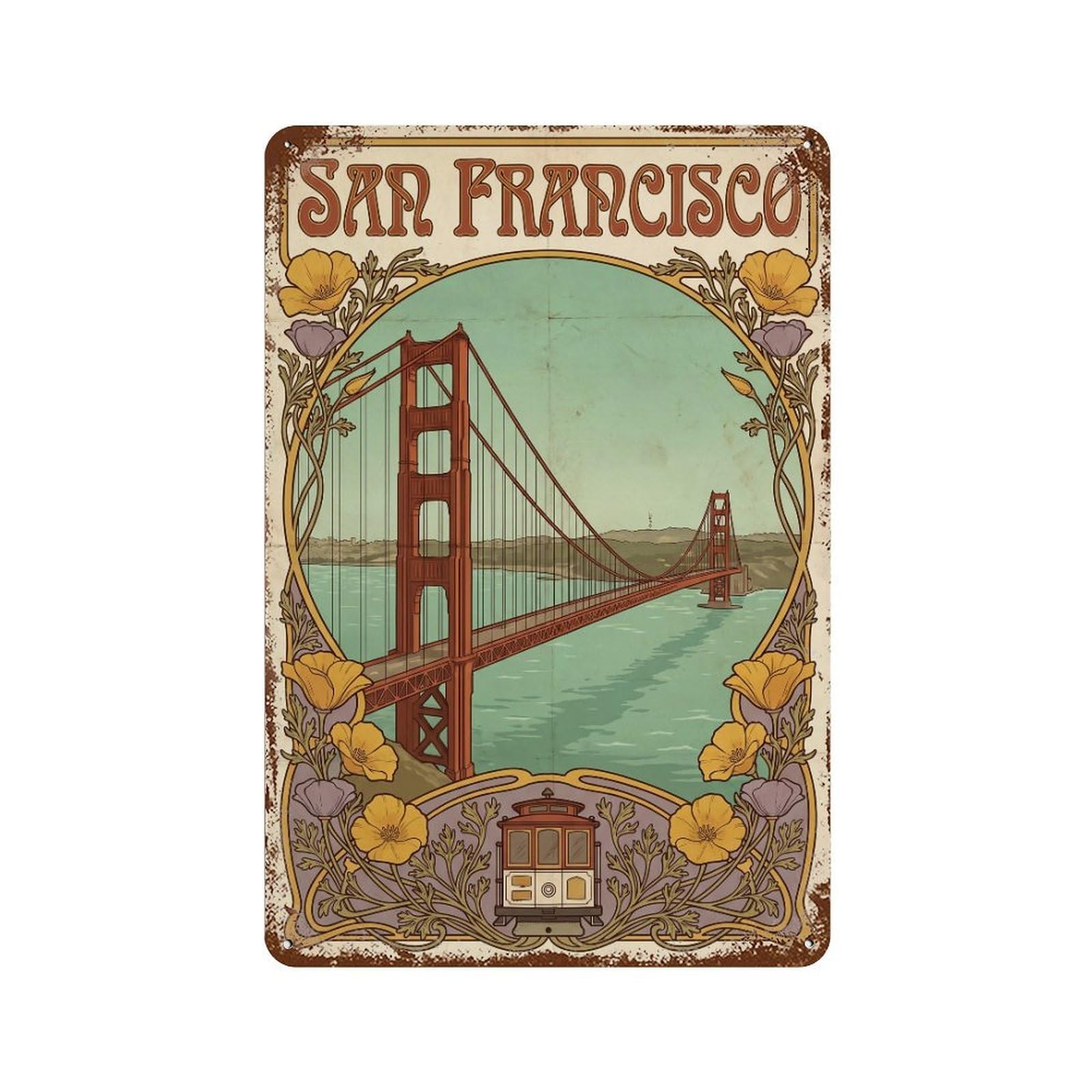 Metal Tin Sign USA San Francisco Vintage Travel