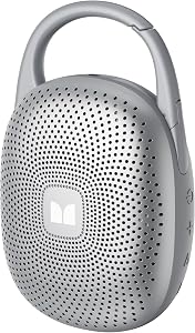 Monster S370 Ultra-Portable Bluetooth Speaker with Integrated Carabiner Clip, IPX7 Waterproof, 29H Playtime, Bluetooth 6.0, TWS Pair Clip-On Speaker for Outdoor, Hiking, Beach, Shower & Travel, Gray