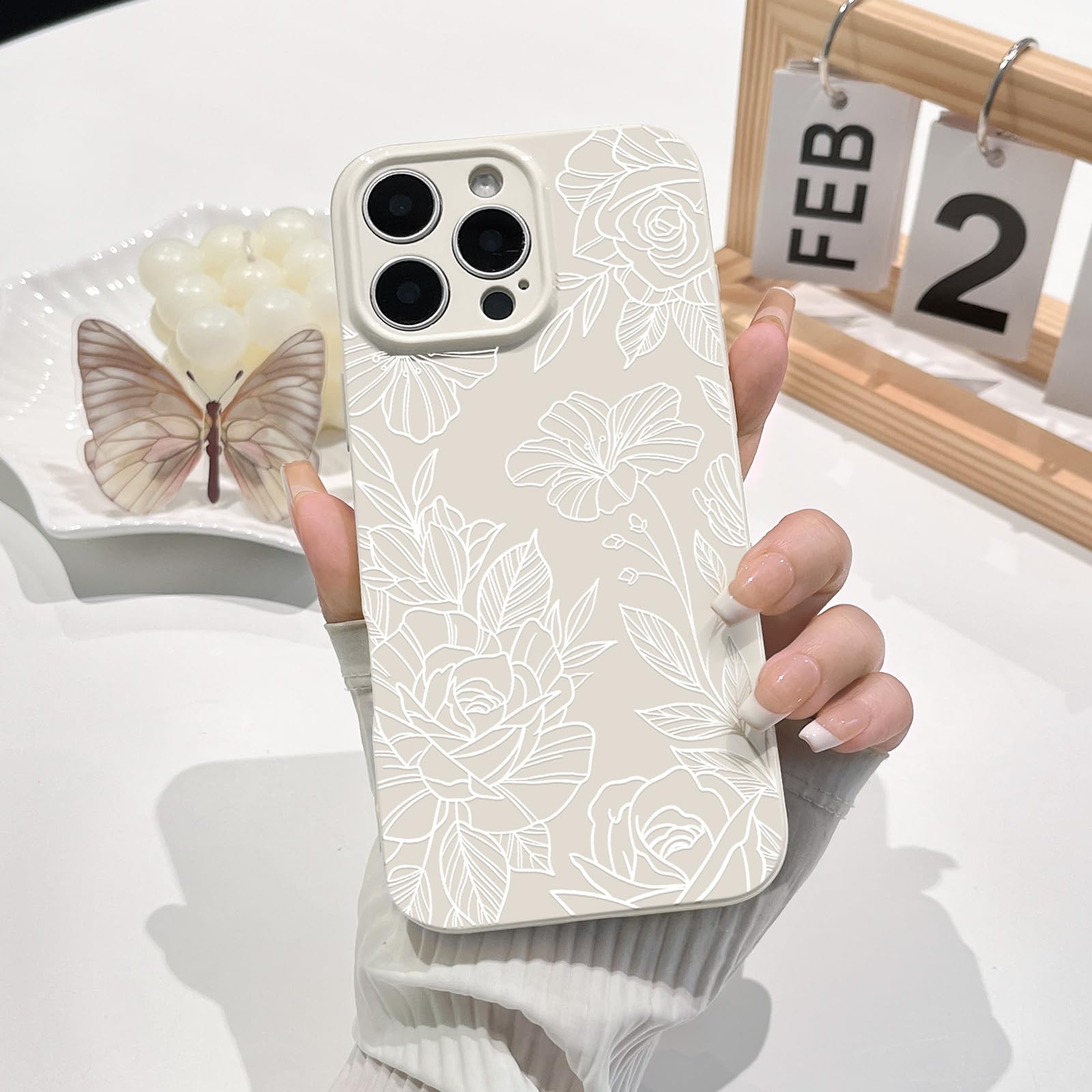 NITITOP Compatibile Per IPhone 16 Pro Custodia Trasparente Con Fiore