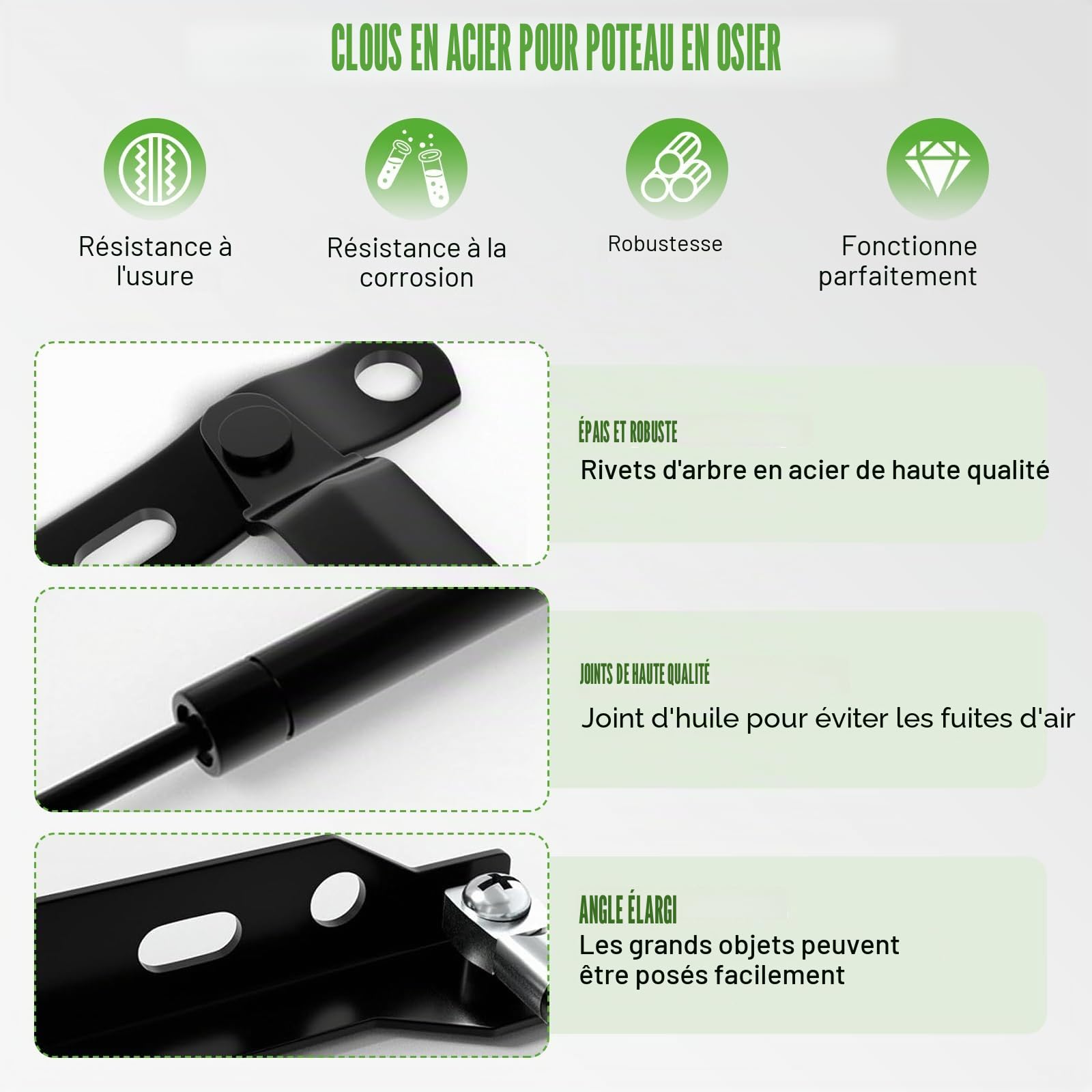 Lot de 2 mécanismes de levage pneumatiques pour coffres de lit lourds
