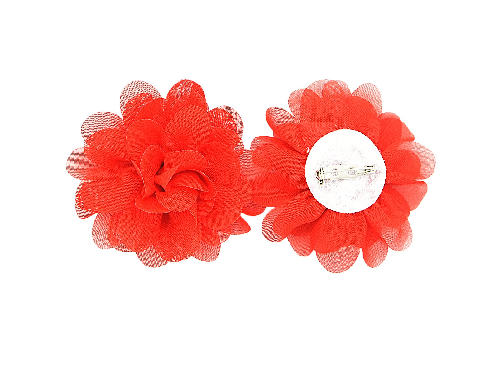 PrettyBoutique7cm Chiffon Flower Brooch Corsage Safety Pin Dress Hat Bag Decoration Accessories (Red)