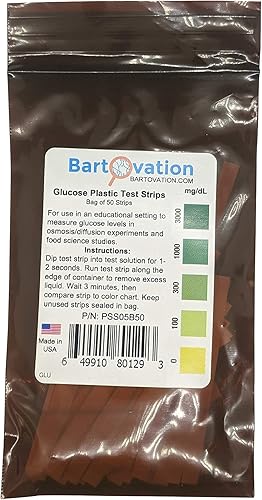 Miniatura 2 de Tiras científicas de glucosa para experimentos de ciencia de alimentos o ósmosisdifusión bolsa de 50 tiras de plástico