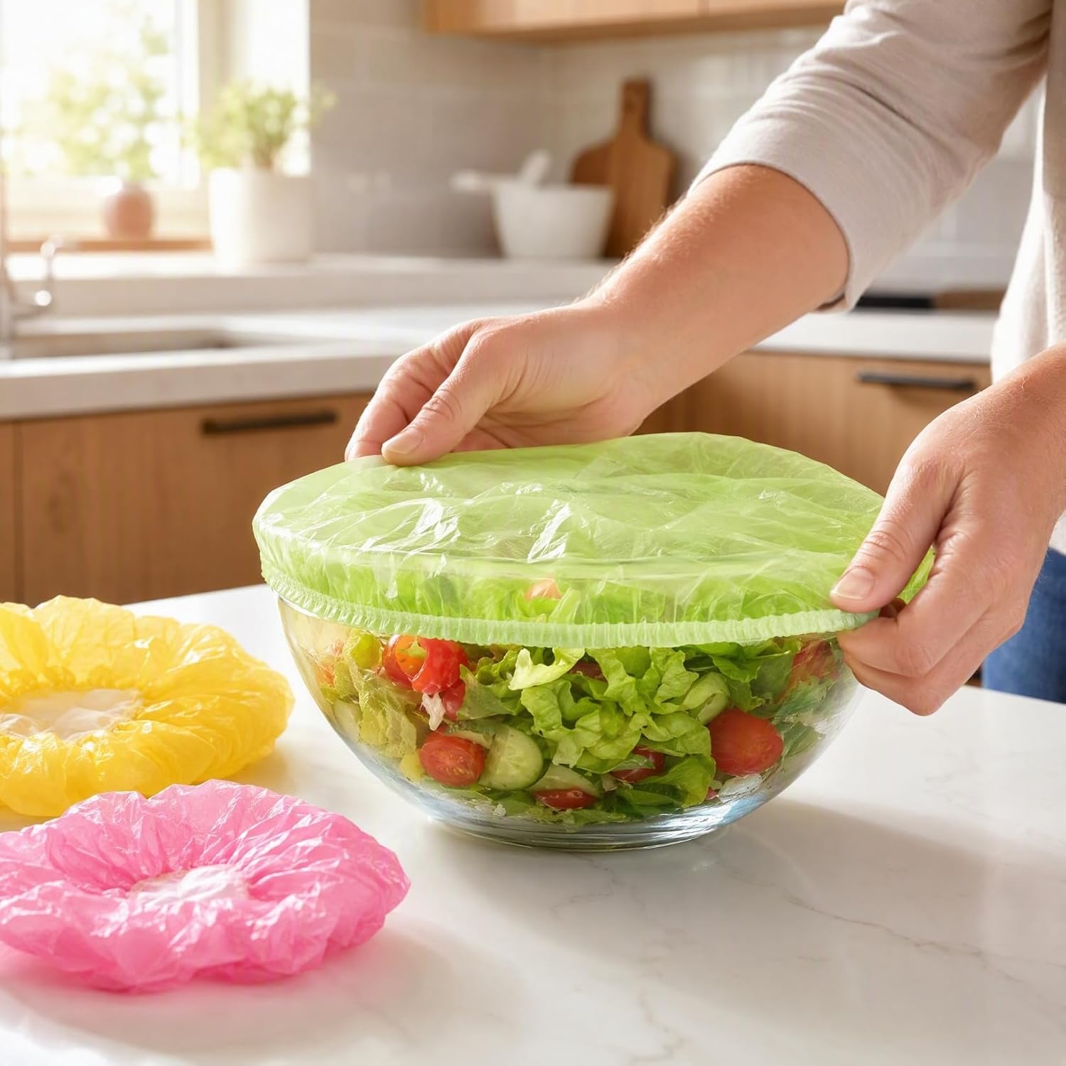 Garneck 60pcs Elastic Bowl Covers Reusable Food Covers Stretch Lids for Lids Reusable Bags for Food Preservation