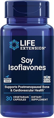 Life Extension Soy Isoflavones, Heart, Bone & Cellular Health Support for Post-menopausal Women, Gluten-Free, Non-GMO, Vegetarian, 30 Capsules