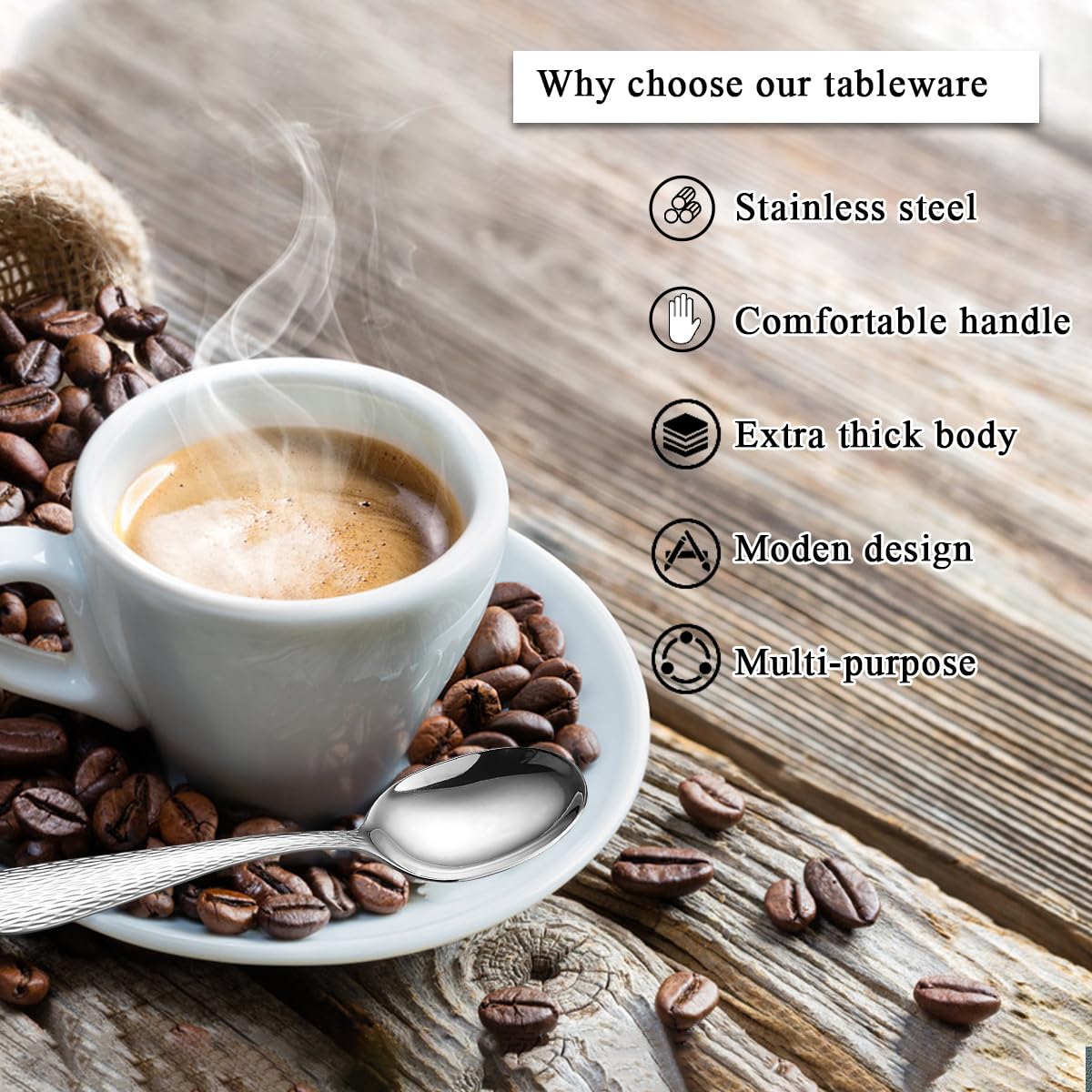 12 Cuillères à Café Inox 17cm Kyraton - Pour Dessert, Glace, Usage Quotidien Ou Professionnel