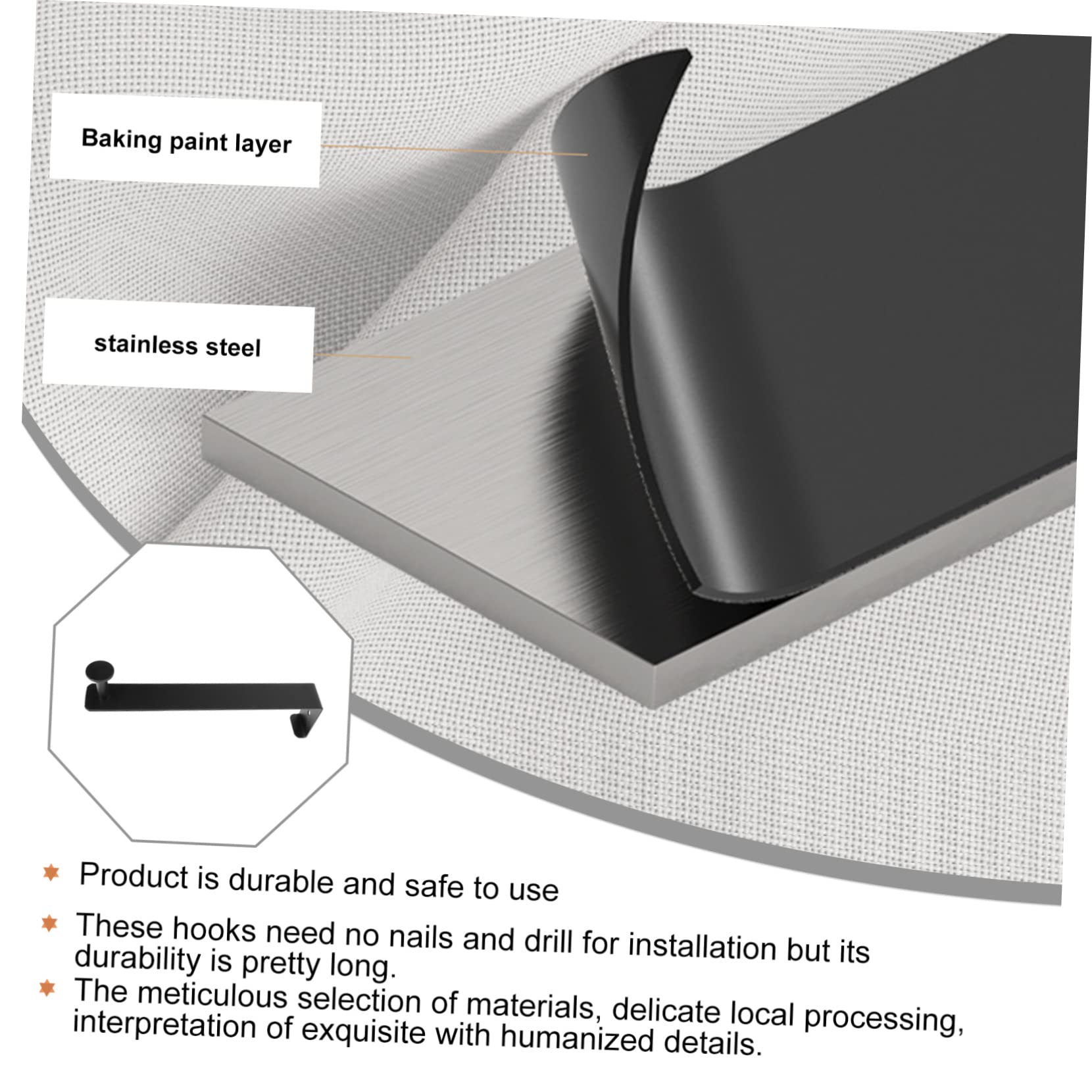 POPETPOP 2Pcs Punch Over Door Hanger Hooks Long Gentle Wall Hook for Clothes Towels and Accessories for Bedroom and Bathroom Use