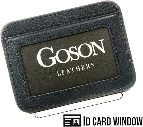 Vista 21 de Goson Cartera de cuero con clip para dinero para hombre, billetera de bolsillo frontal, tarjetero de crédito, cartera minimalista delgada Marrón