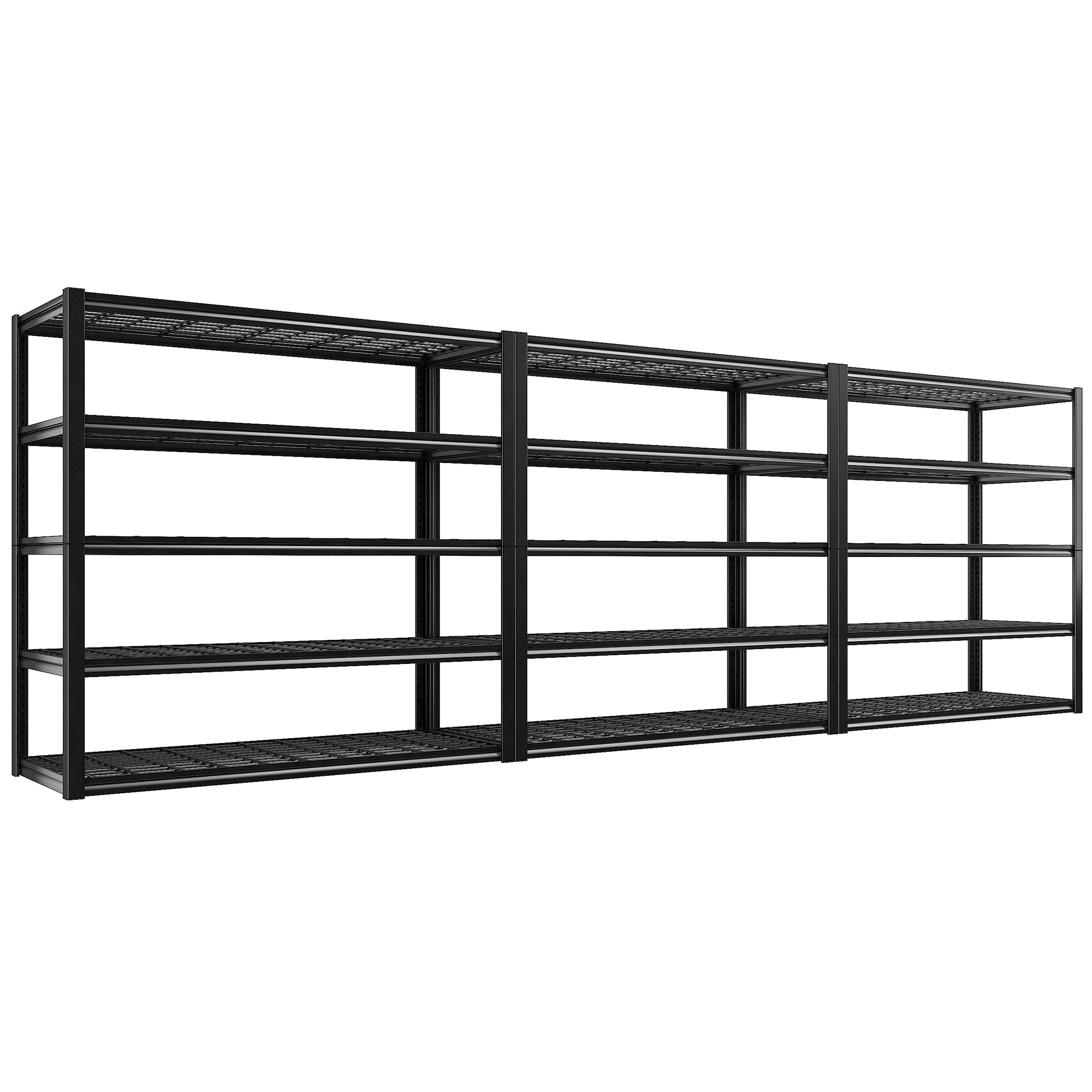 REIBII 48.2''W Garage Shelving Heavy Duty Metal Shelving 3000LBS Storage Shelves Adjustable Metal Shelves Industrial 5 Tier Garage Shelf for Basement