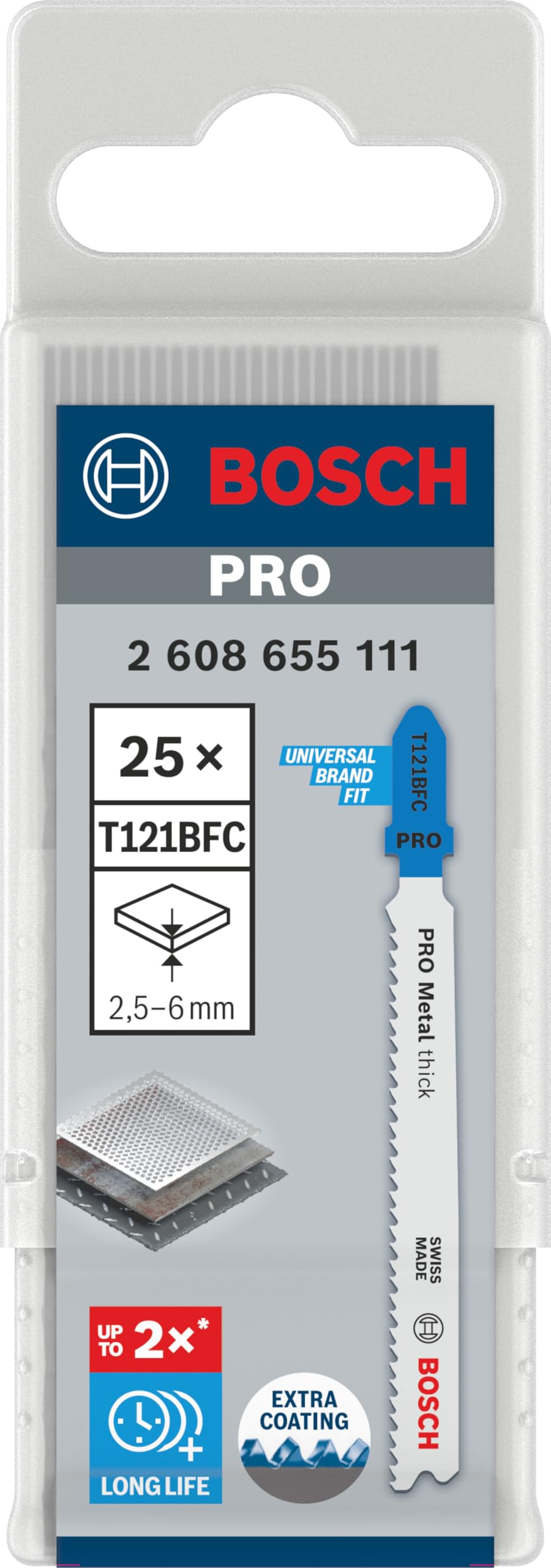 Bosch 25 x PRO Metal thick T121BFC brzeszczot do wyrzynarki (do blach stalowych, blach stalowych, długość 92 mm, profesjonalne akcesoria do wyrzynarki)
