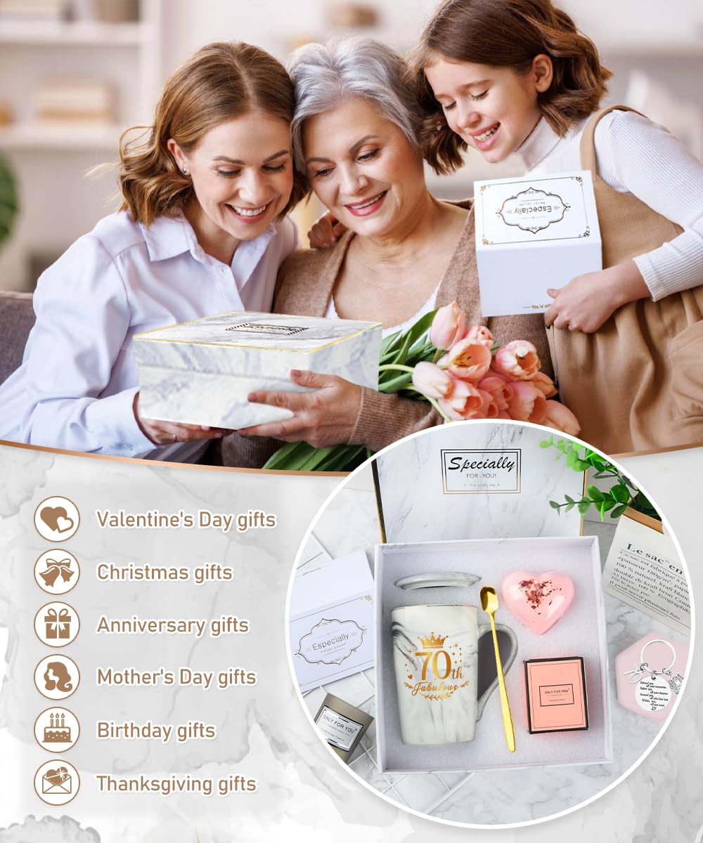 Set Regalo Donna 70 Anni, Idee Regalo Compleanno per Donna, Tazzine da Caffè Set, Regalos Mamma Compleanno, Regali 70 Anni per Moglie, Mamma, Amica, Nonna