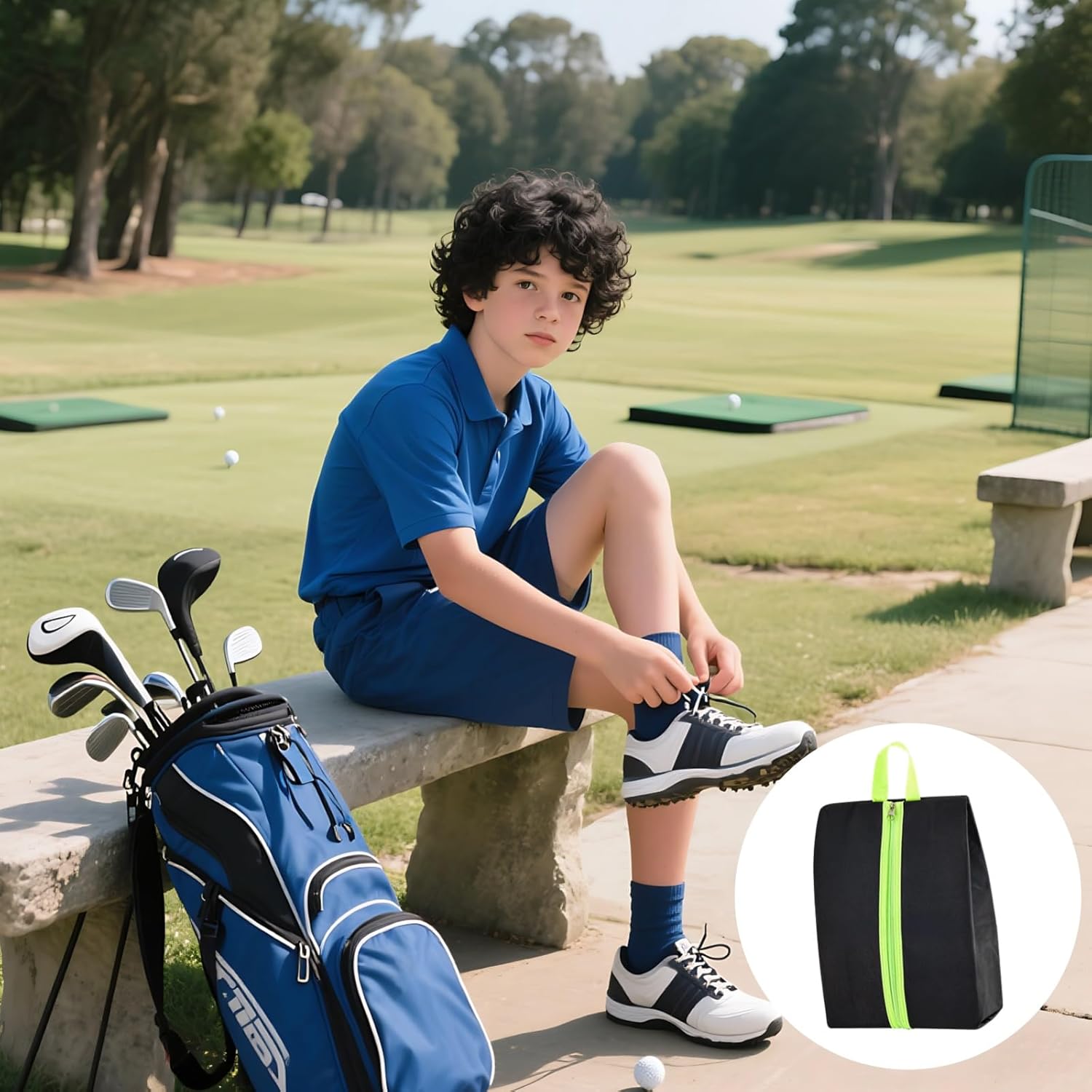 2 Units Waterproof Travel Shoe Bags, Sports & Golf Footwear Holders With Odor-Blocking Function, Ample Capacity, Foldable Style, Resilient Oxford Fabric, Features Handle For Easy Transport