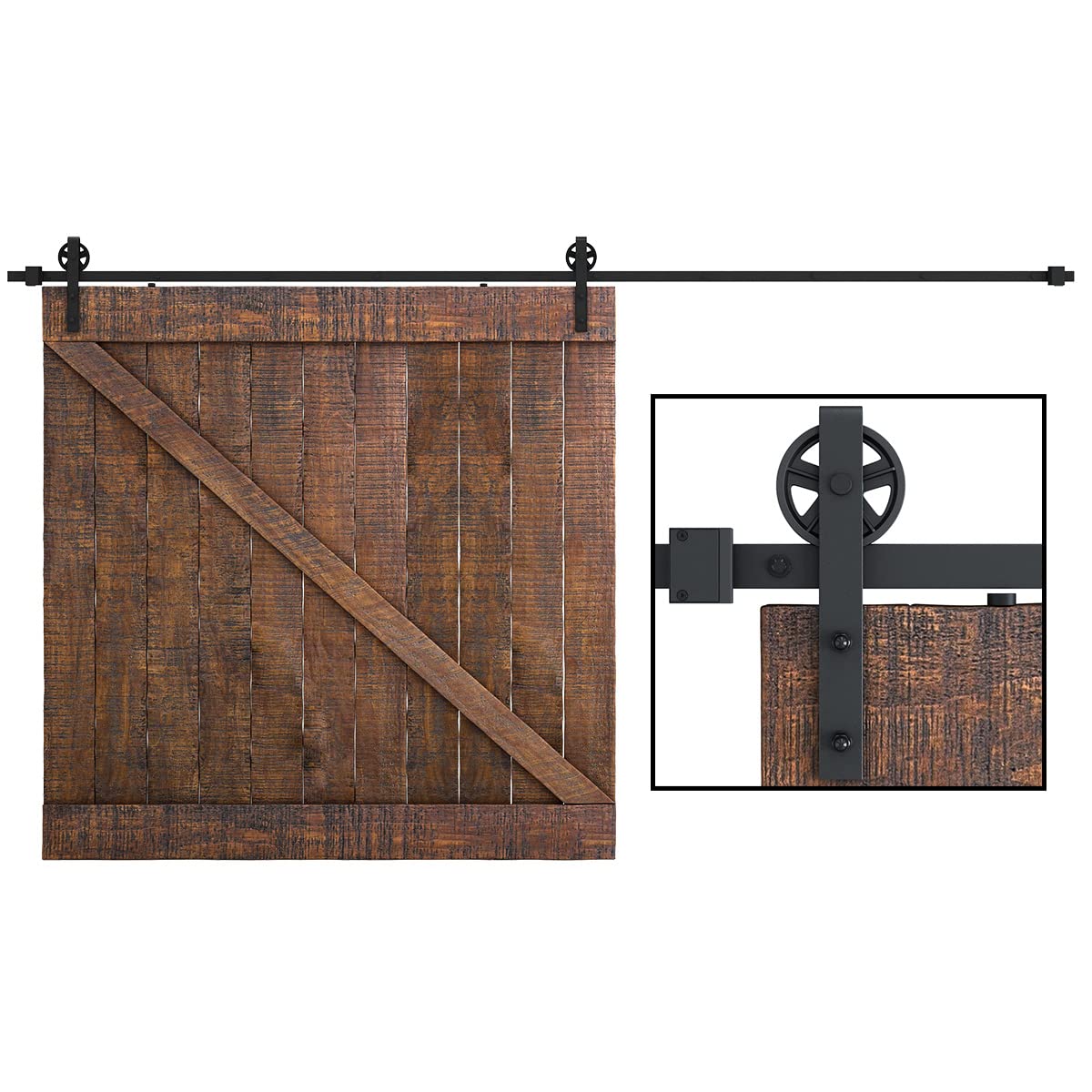 SMARTSTANDARD 6.6 Feet Heavy Duty Sliding Barn Door Hardware Kit, Black, Smoothly and Quietly, Simple and Easy to Install, Fit 36"-40" Wide Panel (Industrial Bigwheel Hangers) — Amazon image 8