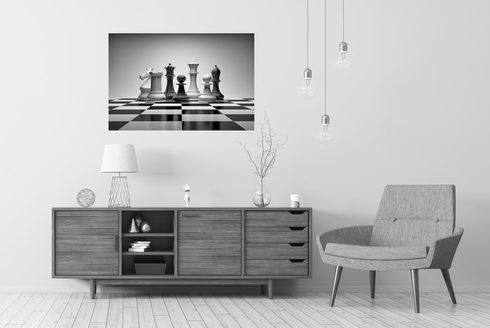 islandburner Prime XXL - Poster a forma di scacchi, in bianco e nero, stampa fotografica