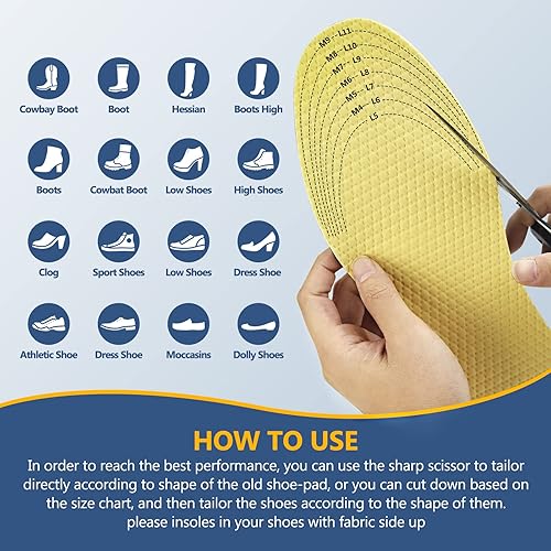 Miniatura 5 de 6 pares de plantillas finas para zapatos, plantillas de zapatos descalzos, plantillas de espuma viscoelástica de látex de tres capas, cortables y