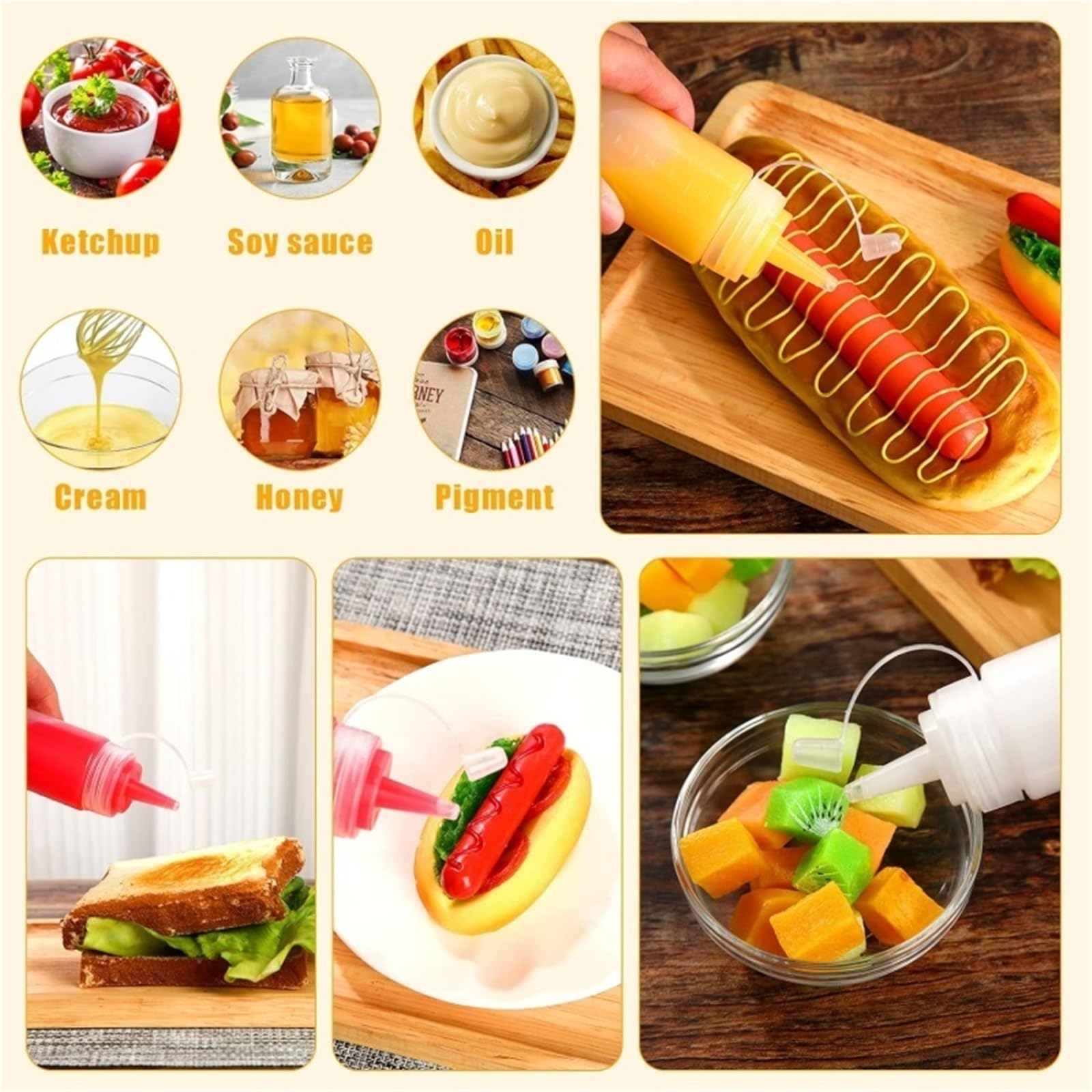 10 pz Condimento Bottiglie da spremere for Ketchup Senape Maionese Salse piccanti Olio d'oliva Gadget cucina 250 ML/360 ML/500 ML per Condimenti(450ML)