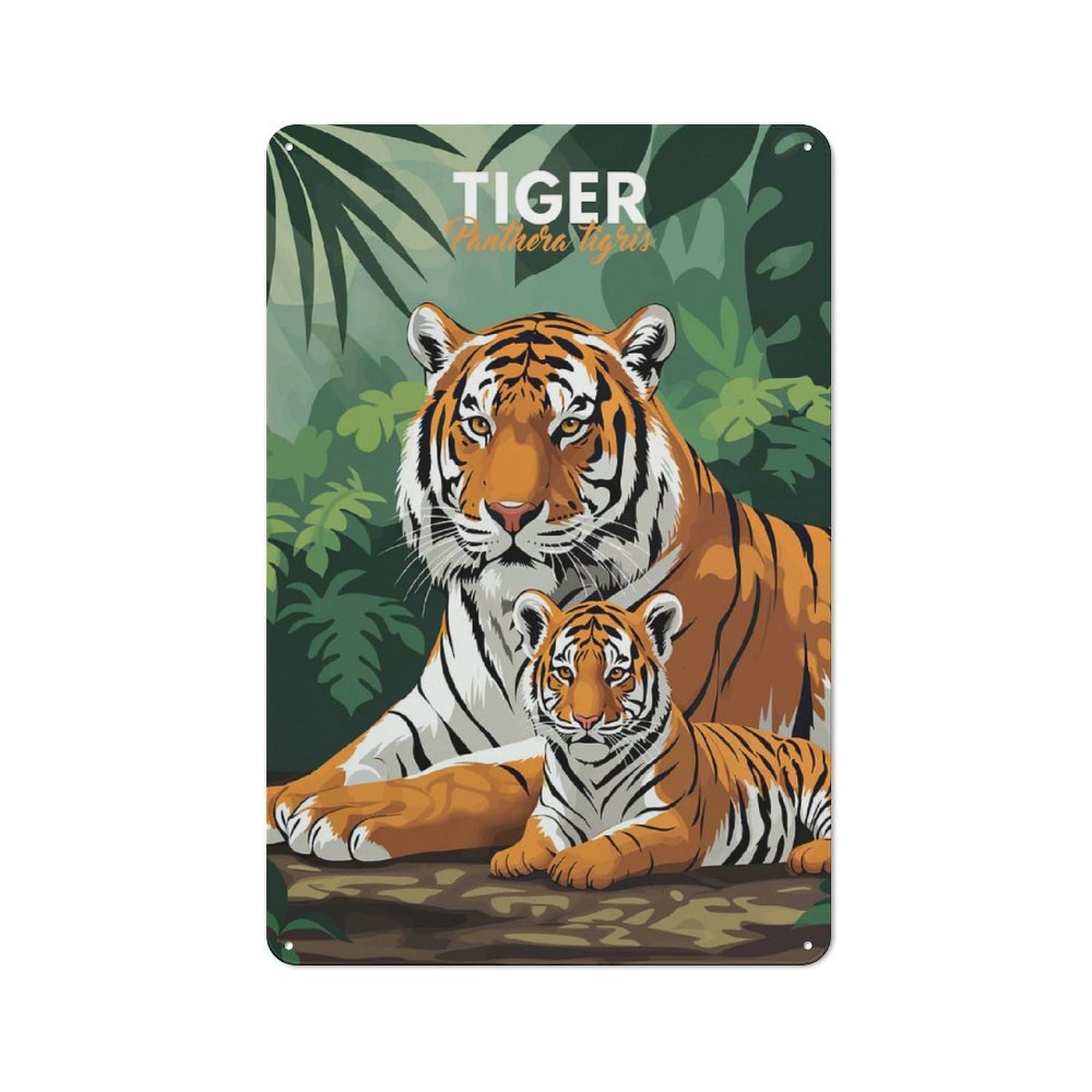 Tiger And Cub Vintage Printed Metal Sign 30x20cm for Café Or Home Bar, New Home Wall Decor for Hospitality Decor Collectors