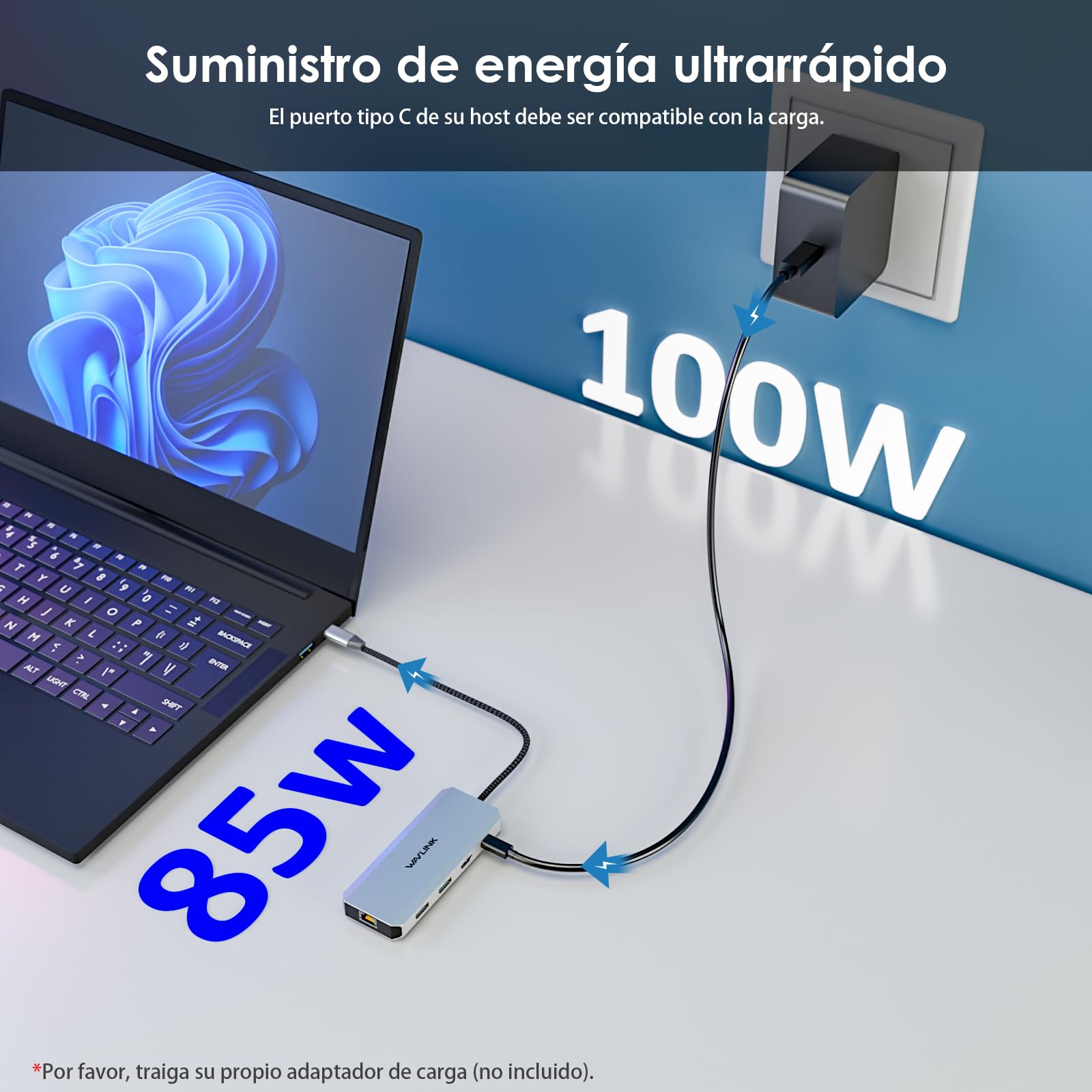WAVLINK Estación de Acoplamiento para portátil, Displayport Docking Station con Dual DP, HDMI, 100W PD IN, 10Gbps USB A/C, Puerto 2.5G Ethernet para DELL/HP/Lenovo etc.