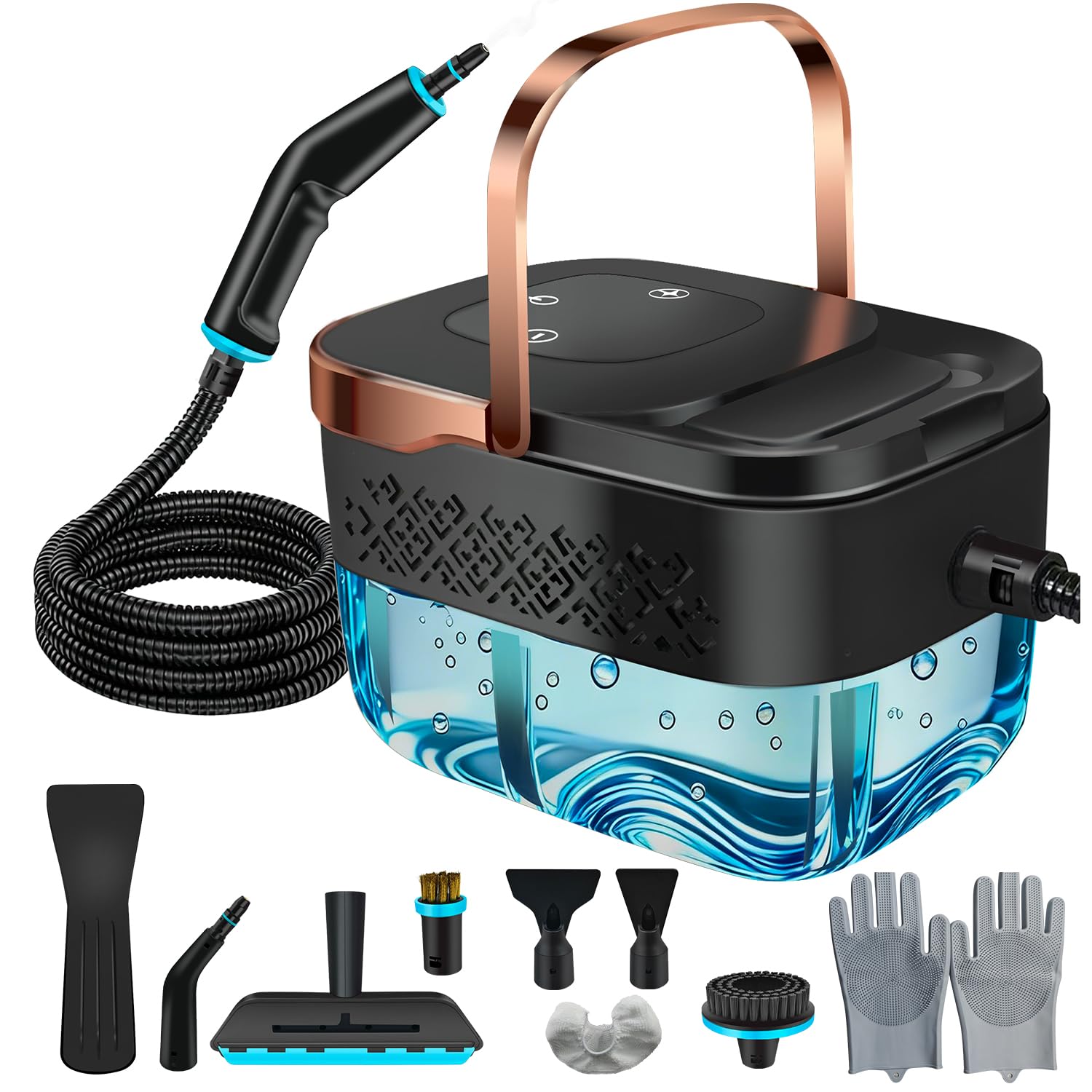 2500W Handheld Steam Cleaner, High-Pressure Portable Steamer with 1600ML Tank & 10 Accessories for Home Deep Cleaning, Kitchen, Car Interior, Bathroom Tile, Grout, Upholstery
