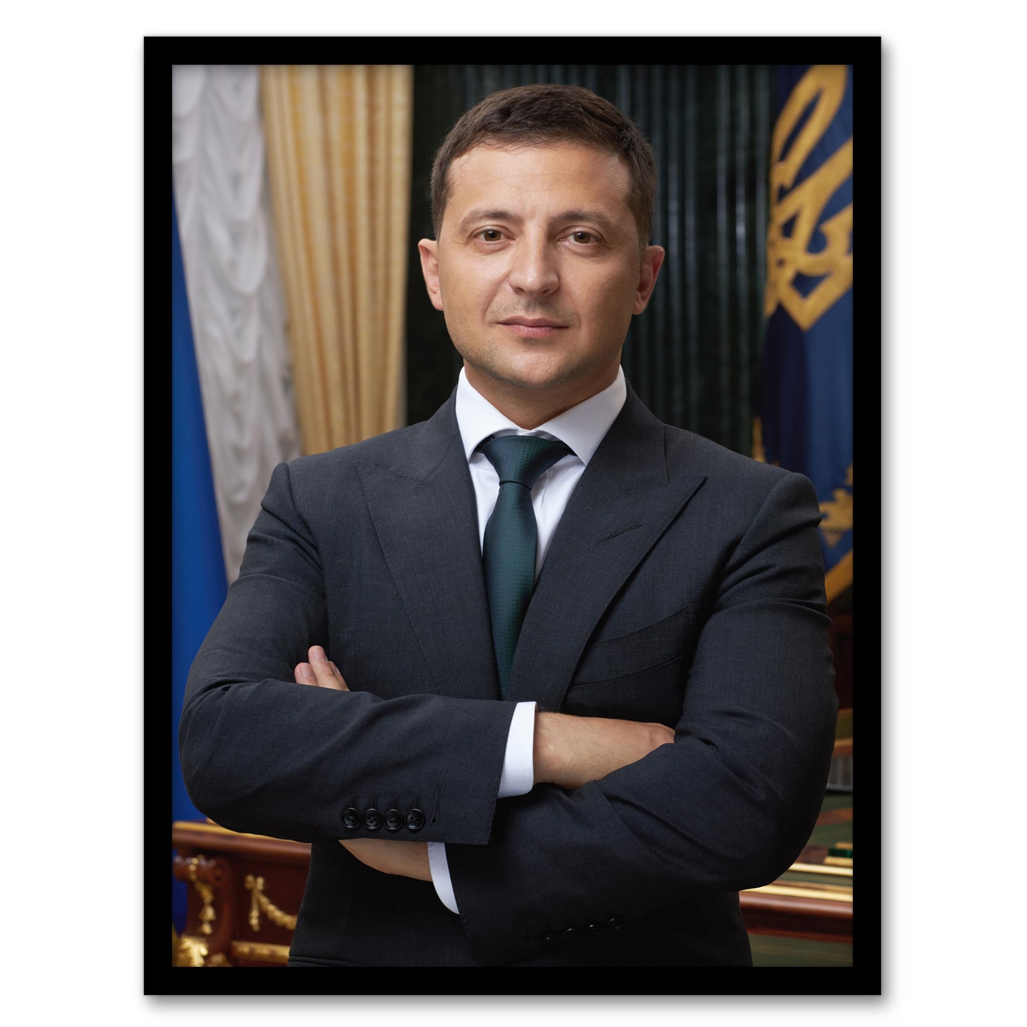 Artery8 Ukraine President Volodymyr Zelensky Official Portrait Artwork Framed Wall Art Print A4