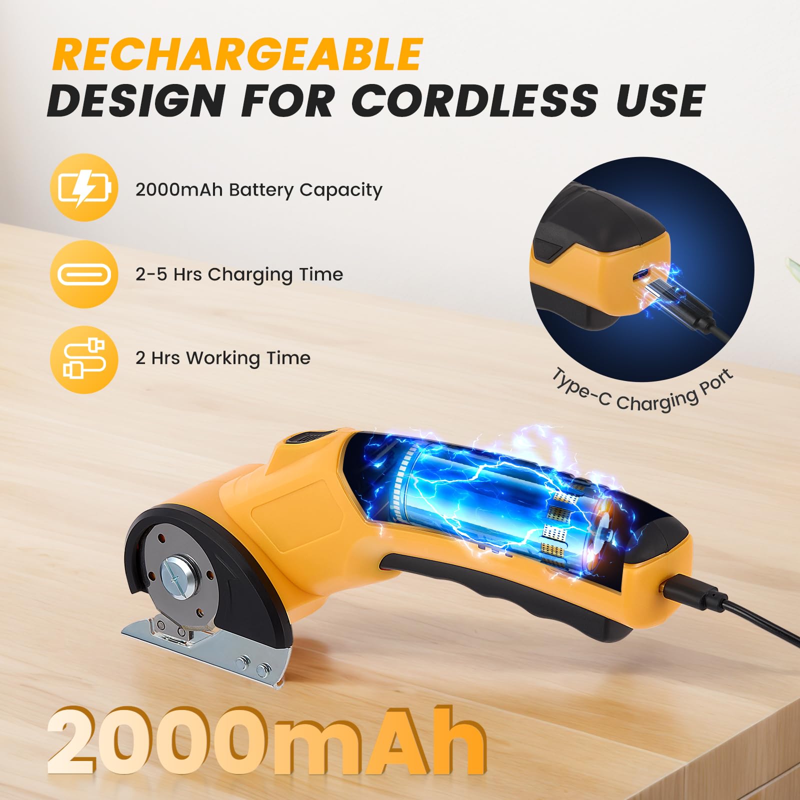 Taglierina Elettrica Forbici Elettriche,Taglierina per Cartone,senza fili, universale, per cartone, con 2 lame,Universale a per Carta, cartone, Tessuti, Moquette, Pelle