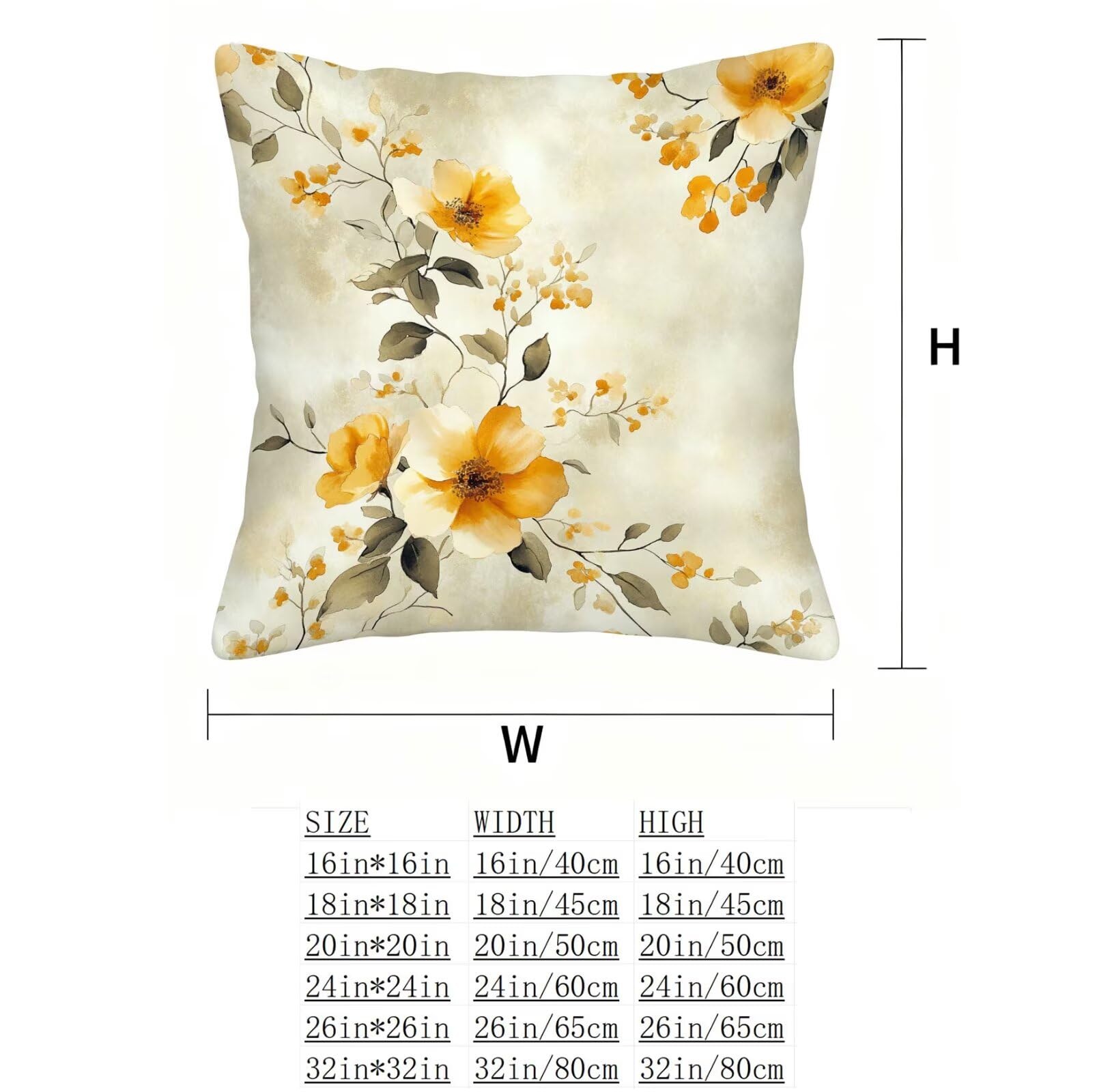 Amarillo Funda Cojin 65x65 Planta Funda Almohada 65x65 Cojines Sofa Súper Suave Fundas Cojines Decorativos Fundas Almohadas 4 Piezas Cervicales y Cuello, para Hogar Sofa Cama Salon Decoracion E - 917