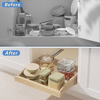 5杯の引き出し Amazon.com: ROOMTEC Pull Out Cabinet Drawer for Kitchen