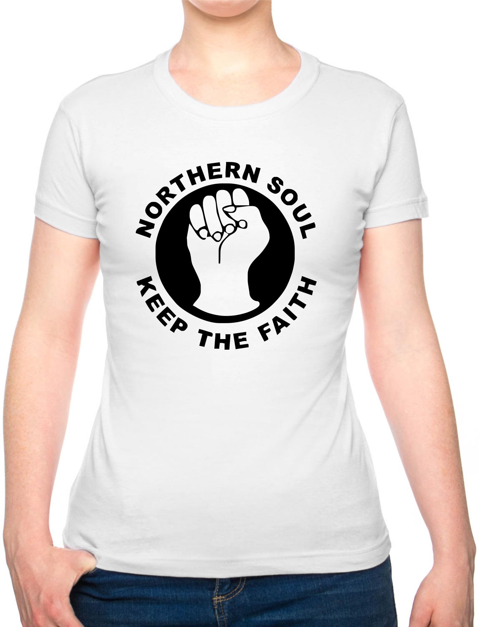 Print4u Women's White Northern Soul Music Lovers T-Shirt Funny Birthday Medium
