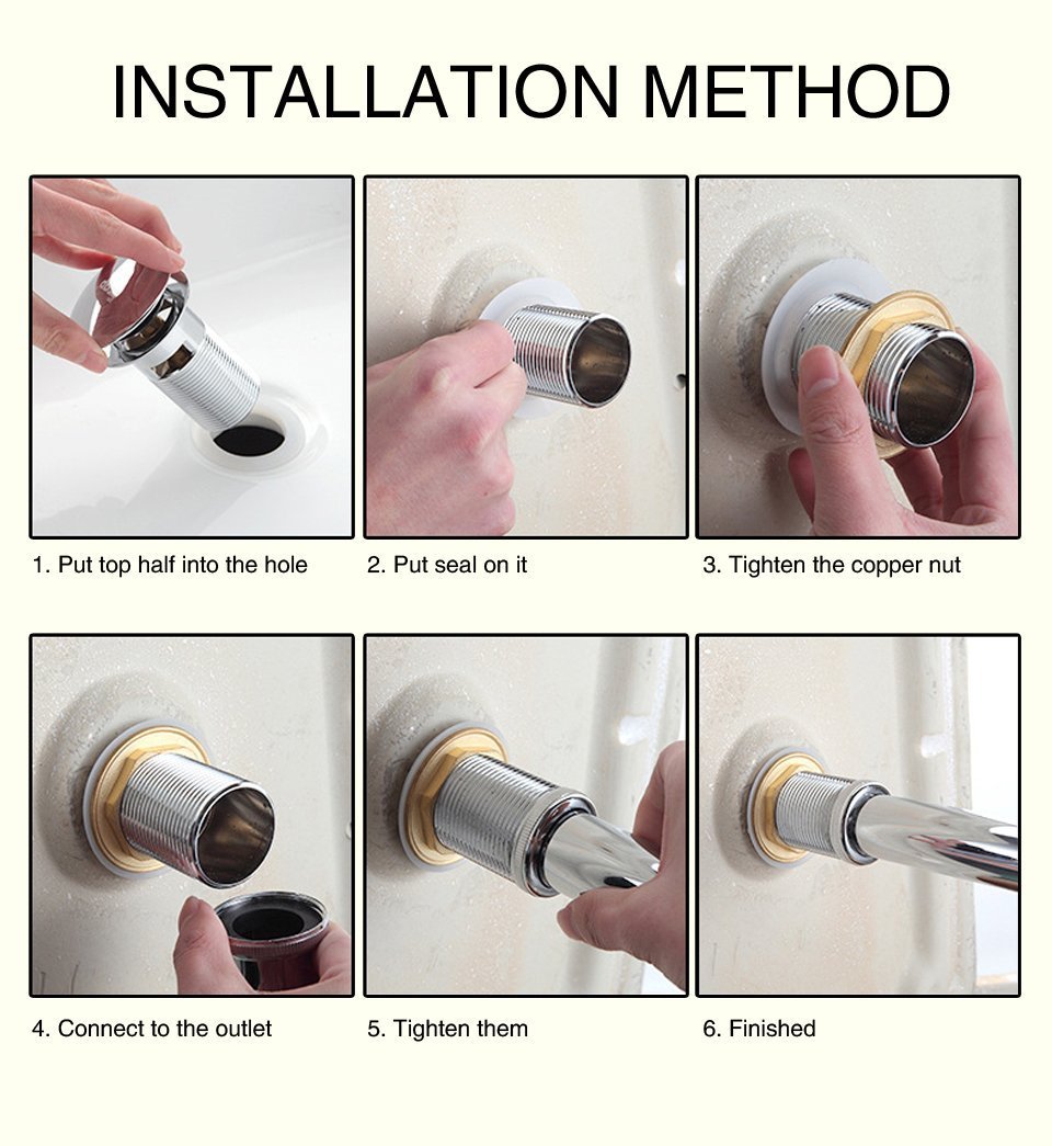 FLG Bathroom Vessel Sink Pop Up Drain Stopper Without Overflow Brushed