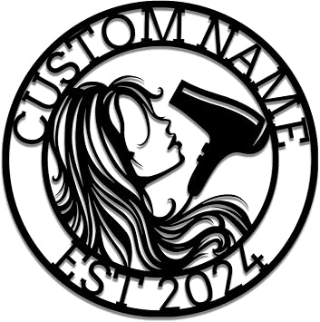Personalized Beauty Studio Sign,Custom Beauty Salon Girl Hair Metal Wall Art,Custom Hair Dresser Metal Sign,Personalized Hair Dresser Name Sign,Barber Shop Metal Wall Decor,Hair Stylist Gift Hair D