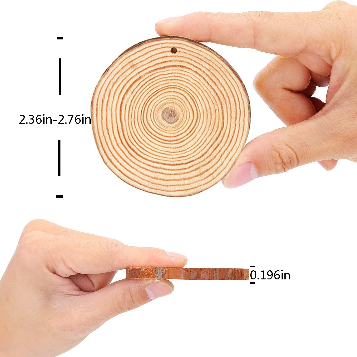 Ywlake Natural Wood Slices 30pcs 6-7cm Unfinished DIY Crafts Pre-drilled with Hole Round Wooden Circles for Painting Arts Rustic Wood Slices Christmas Ornaments Decor - Image 4