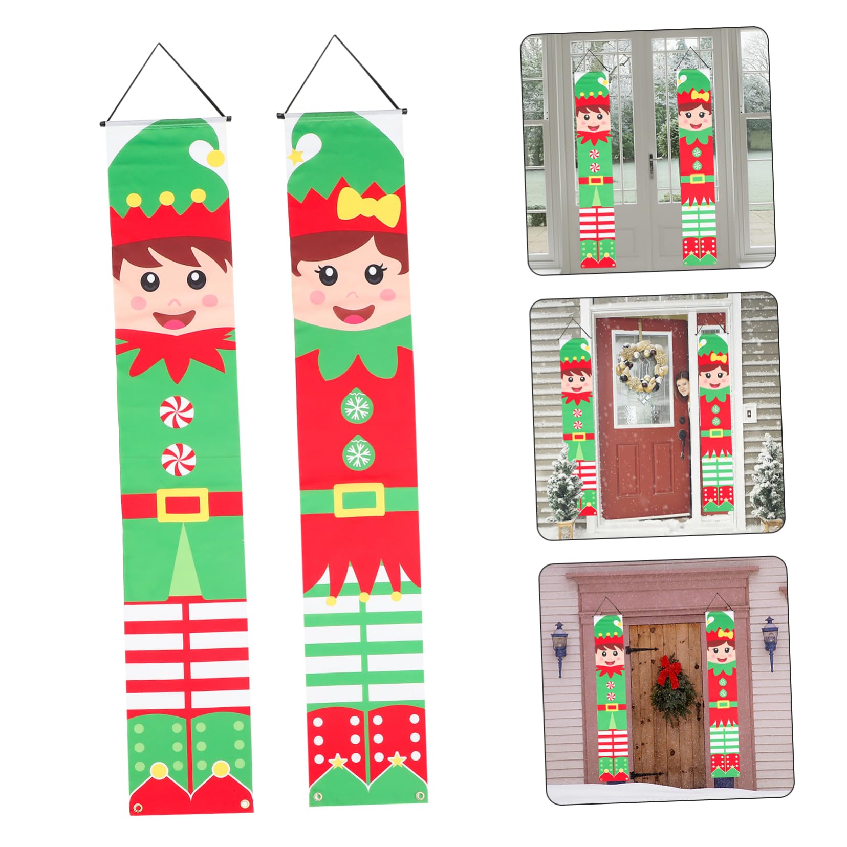 BESPORTBLE 4paia Decorazione Natalizia Per Portico Striscione Festivo Per Ingresso e Giardino Per Interni Ed Esterni Atmosfera Di Natale Accogliente