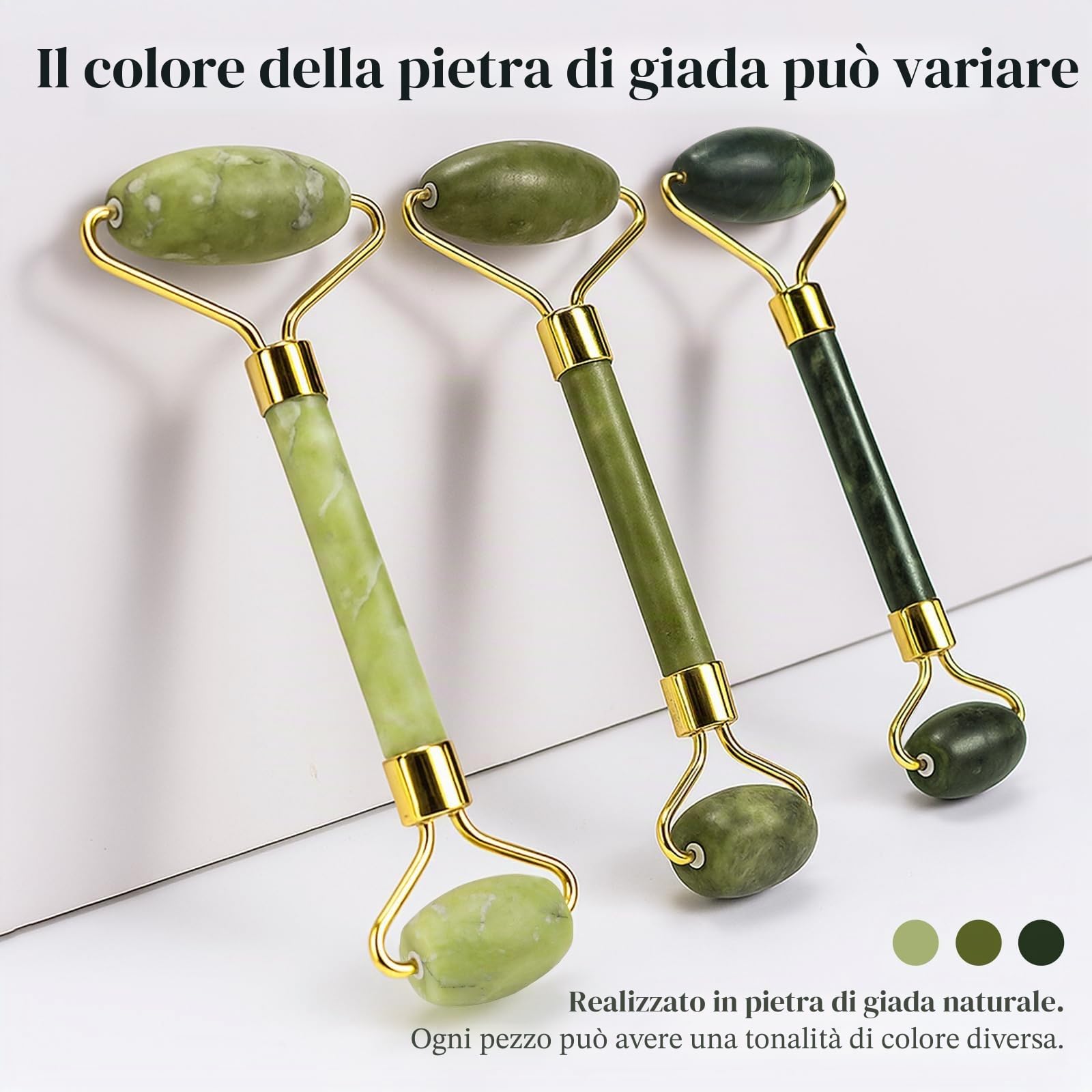 BAIMEI Gua Sha e Rullo di Giada per il Viso，Massaggiatore Lifting Viso e Guasha per il Corpo, Idea Regalo Perfetta，e Rilassa La Pelle，Regali Per Le Donne