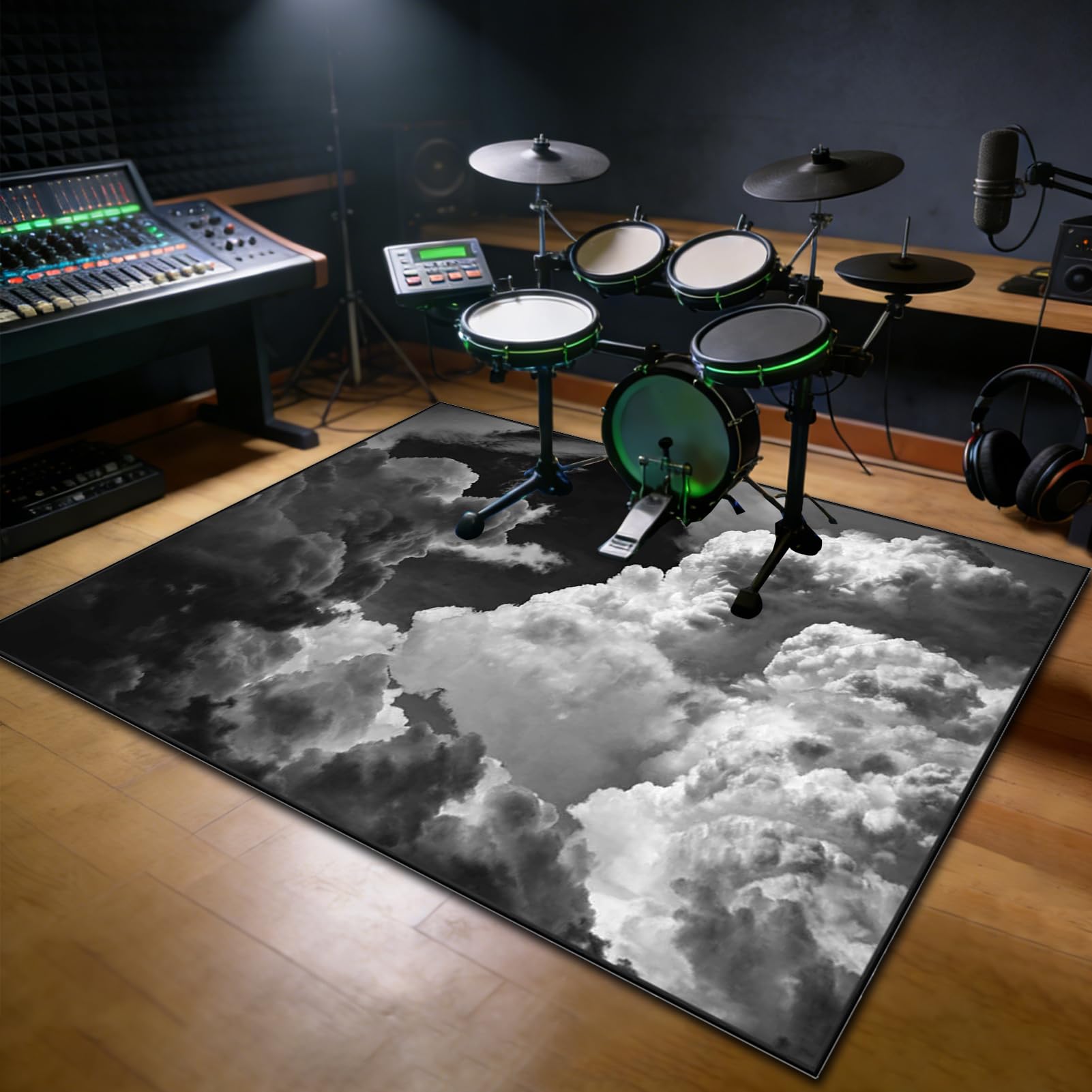 Tappetino Insonorizzato Batteria Drum Tappetino per Batteria e Percussioni Tappeto a Tamburo Tappeto per Batteria Elettrica Tappeto per Batteria Acustica Tappeto Antiscivolo Batteria 230 x 180 cm