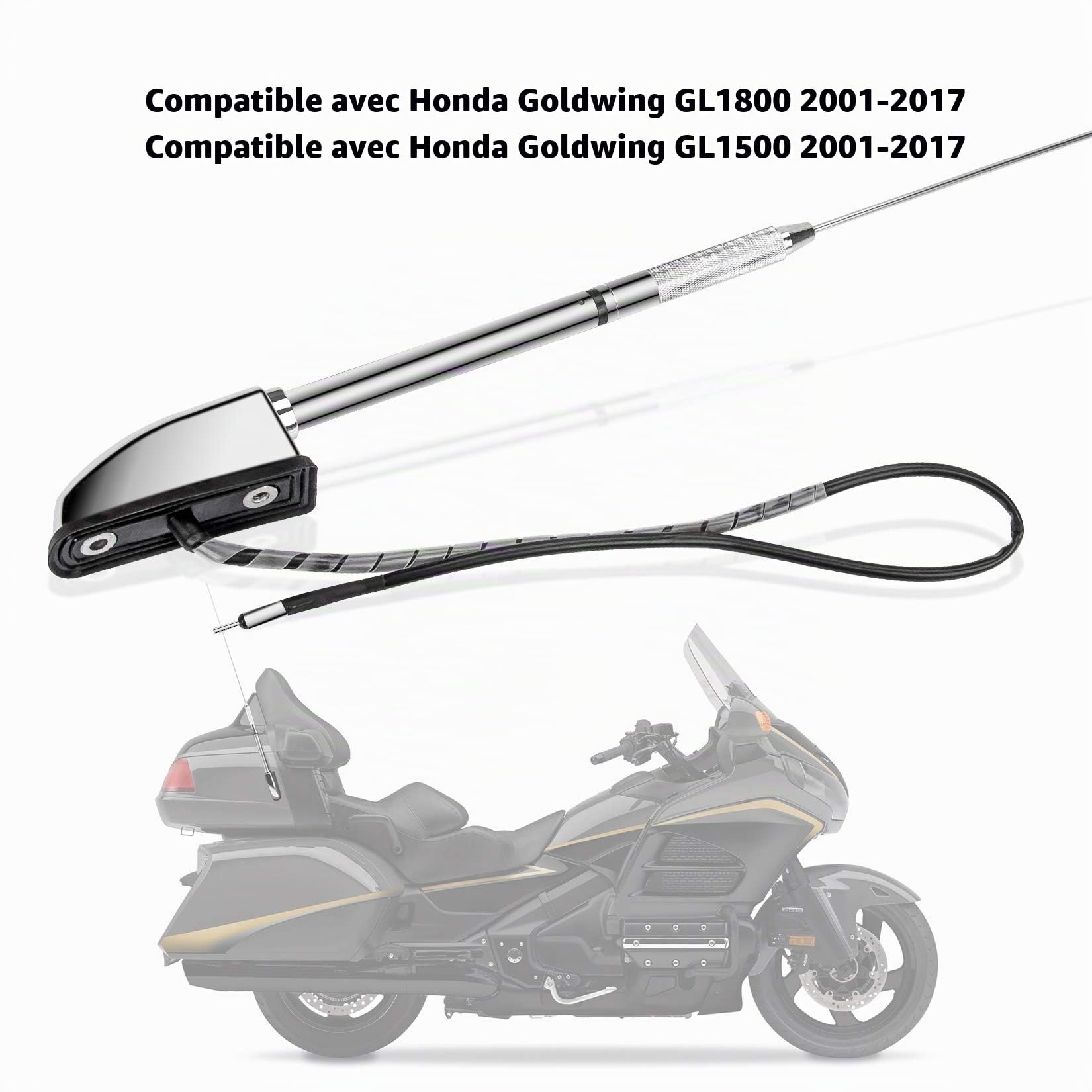 Kit D'antenne de Moto, PSLER FM / AM Réception Radio Aérienne pour Goldwing GL1800 GL1500 2001-2017