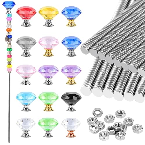 45 juegos de varillas roscadas de 832 pulgadas que incluyen 15 varillas de tornillo M4 con 15 tuercas hexagonales de metal y 15 piezas con cuentas