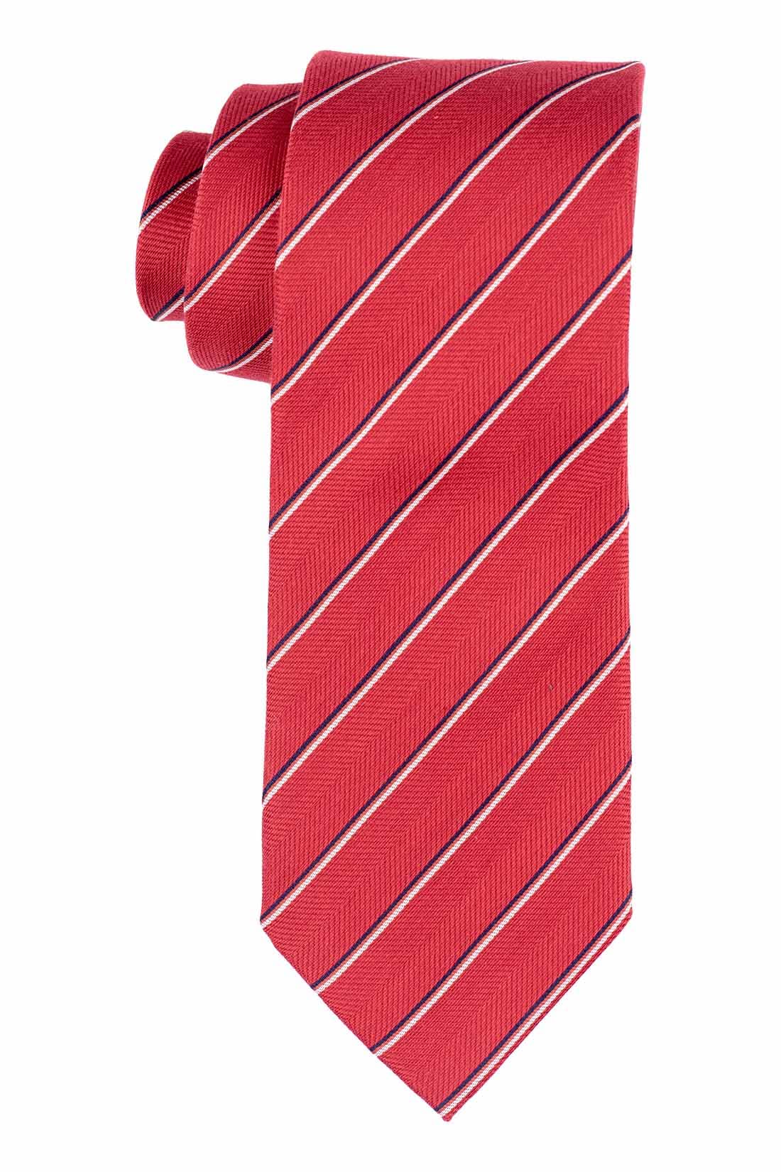 the tie hub Red with Thin Sripes 100% Silk Necktie For Men-picture-23
