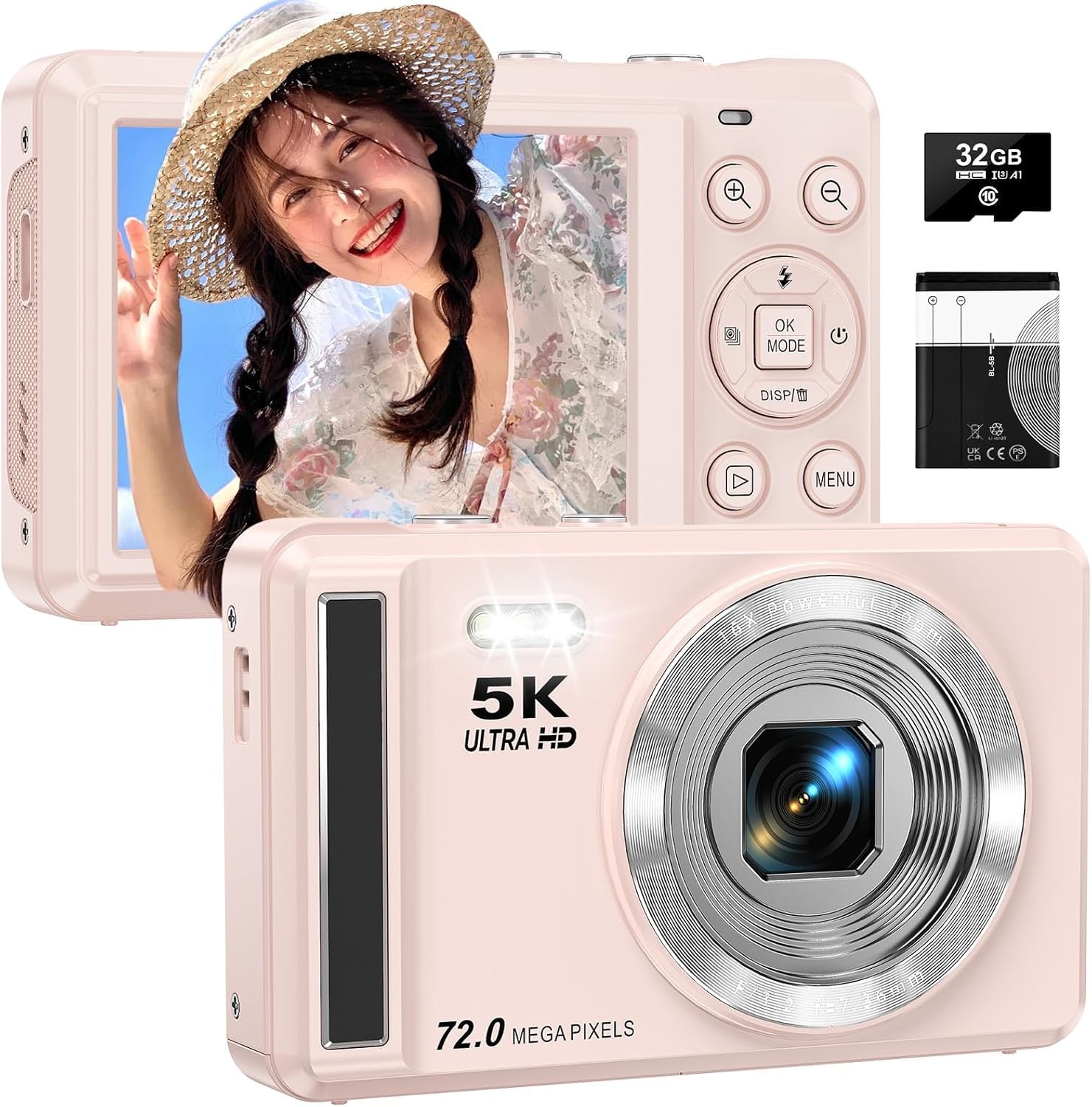 5K 自撮りデジタルカメラ 750万画素 Amazon | 7500万画素・5K動画撮影 デジタルカメラ 18倍ズーム WIFI対応