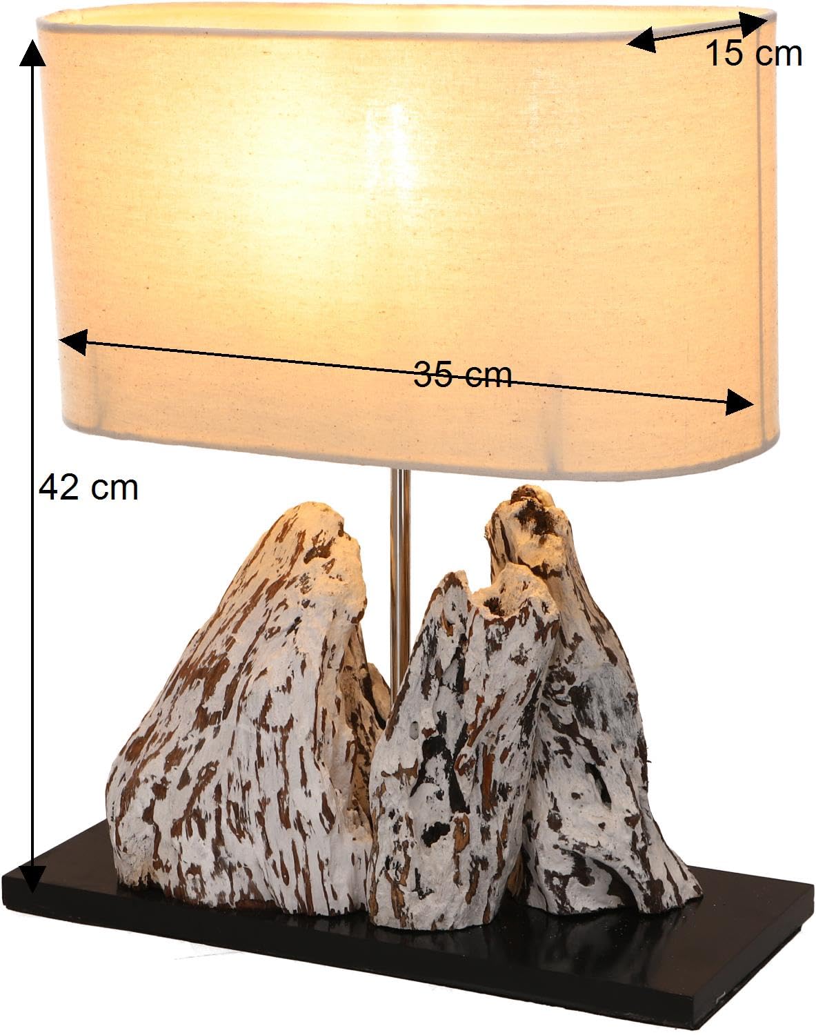 Lampa stołowa z materiału naturalnego, ręcznie wykonany unikat, model Malindi